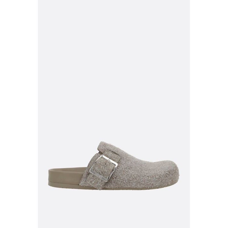 Loewe LOEWE Khaki Green Brushed Suede Buckle Flat Mules New & Auth Size US 7 / EU 40 - 1 Thumbnail