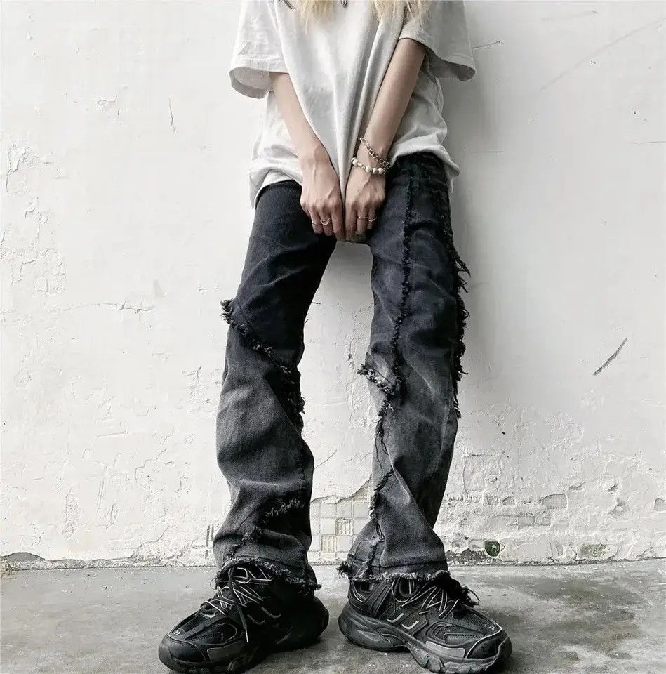 Japanese Brand × Jean Retro Y2K Ripped Jeans Wide Leg Straight Retro Size US 32 / EU 48 - 2 Thumbnail
