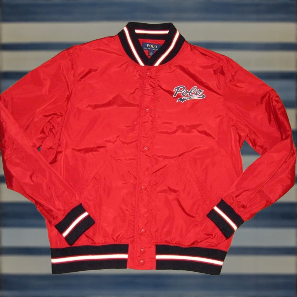 Ralph Lauren Polo RALPH LAUREN Script Red Bomber Nylon Baseball Coaches Jacket Large Mens Jacket Size US L / EU 52-54 / 3 - 1 Thumbnail