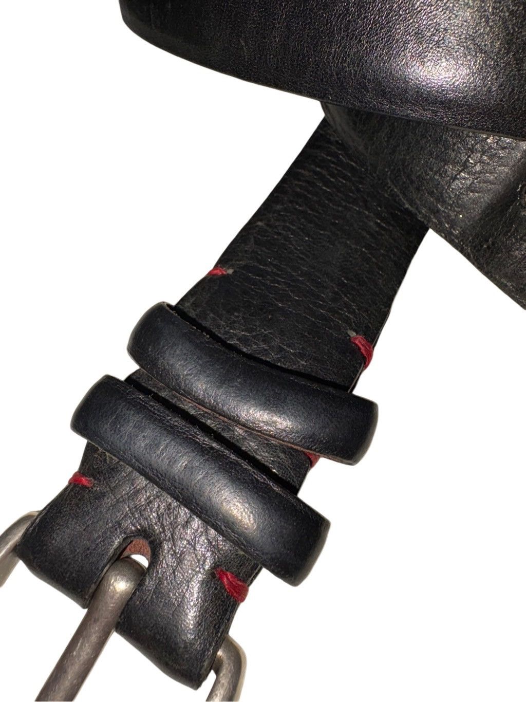 Vintage European Tumbled Calfskin Leather Belt Size 36 - 2 Thumbnail