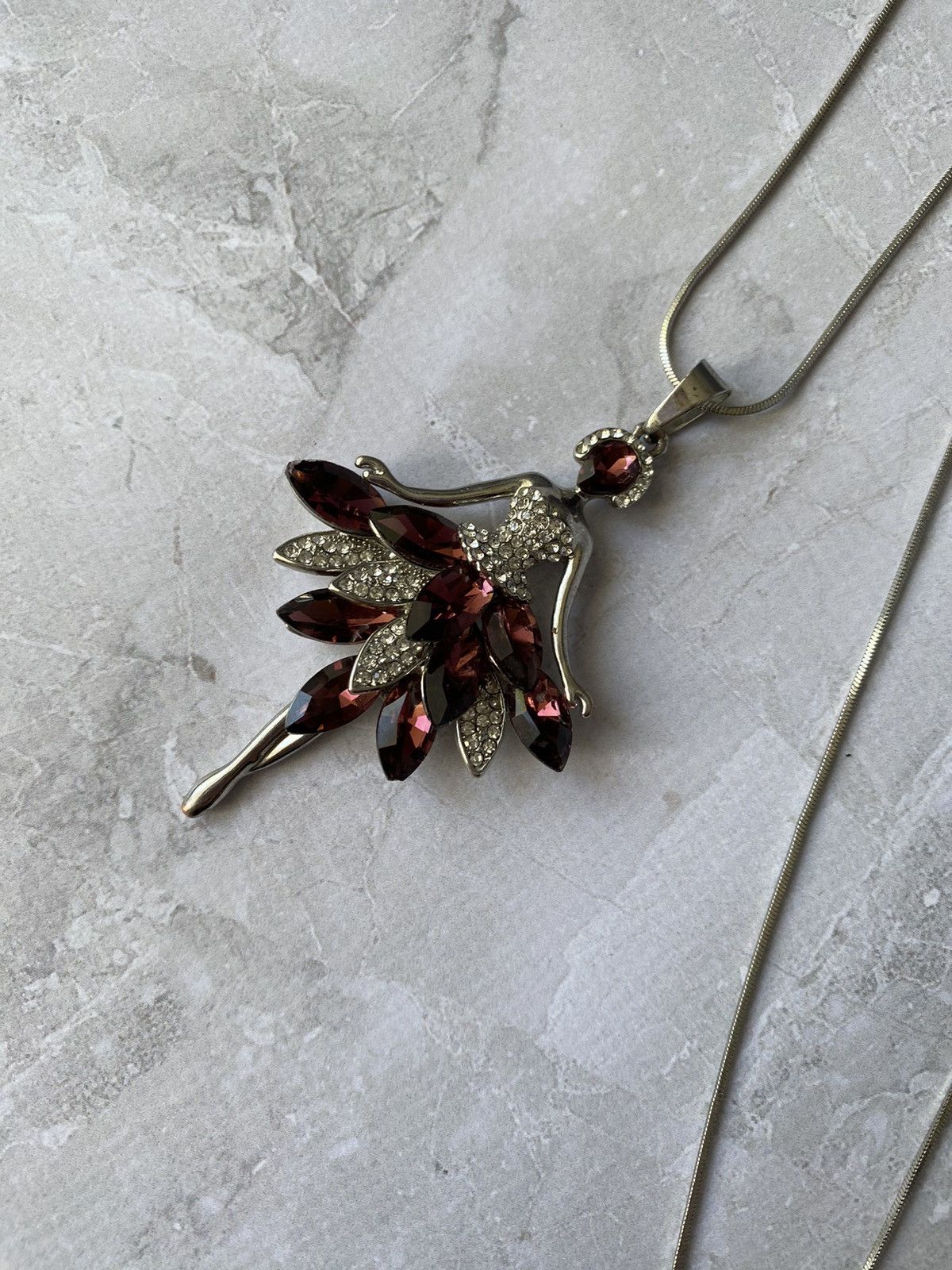 Jewelry × Vintage Ballerina Pendant Necklace Crystals Vintage Size ONE SIZE - 2 Thumbnail