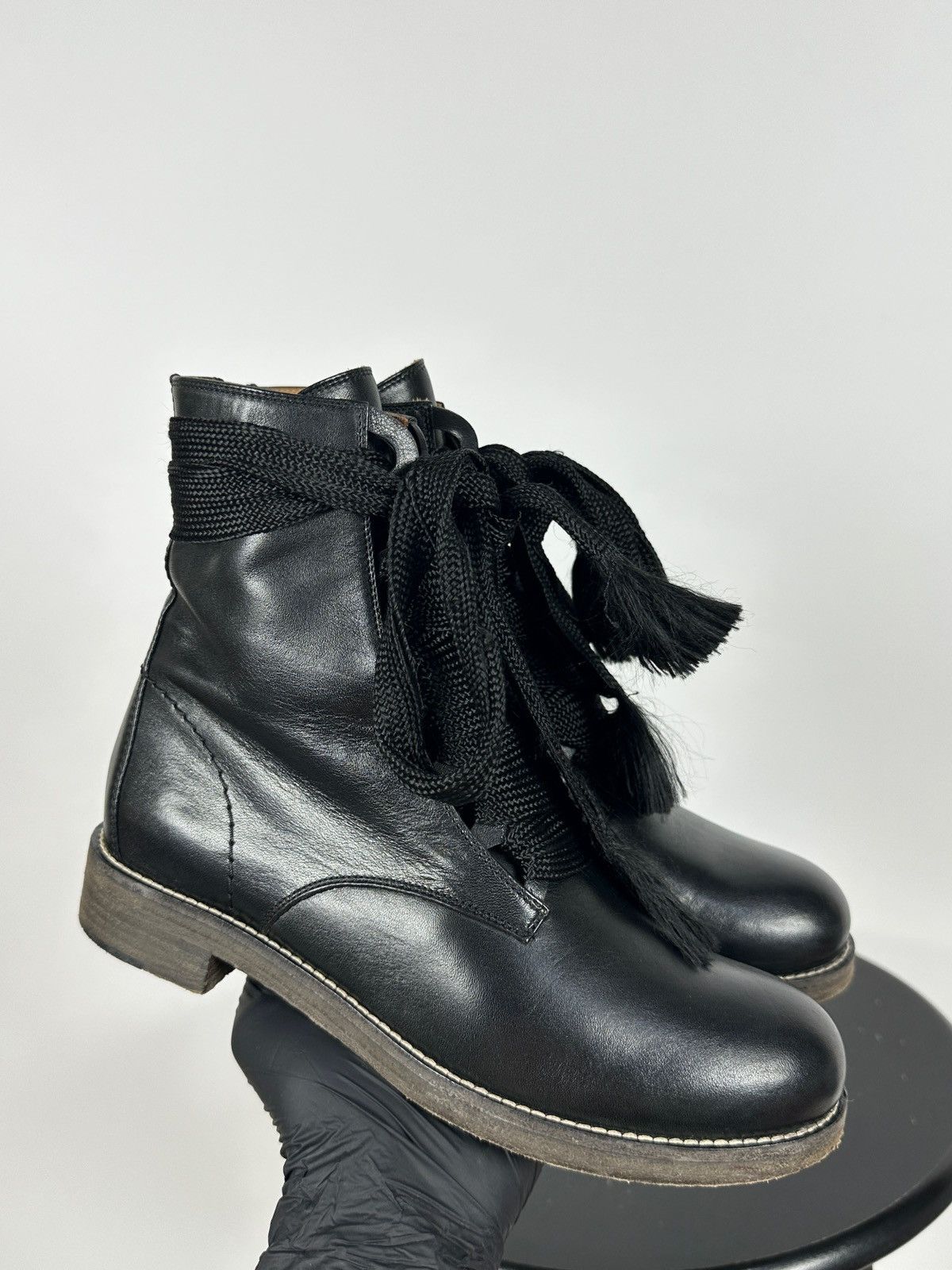 Chloe Chloe Harper Black Leather Combat Lace Up Ankle Boots Size US 6 / IT 36 - 1 Thumbnail