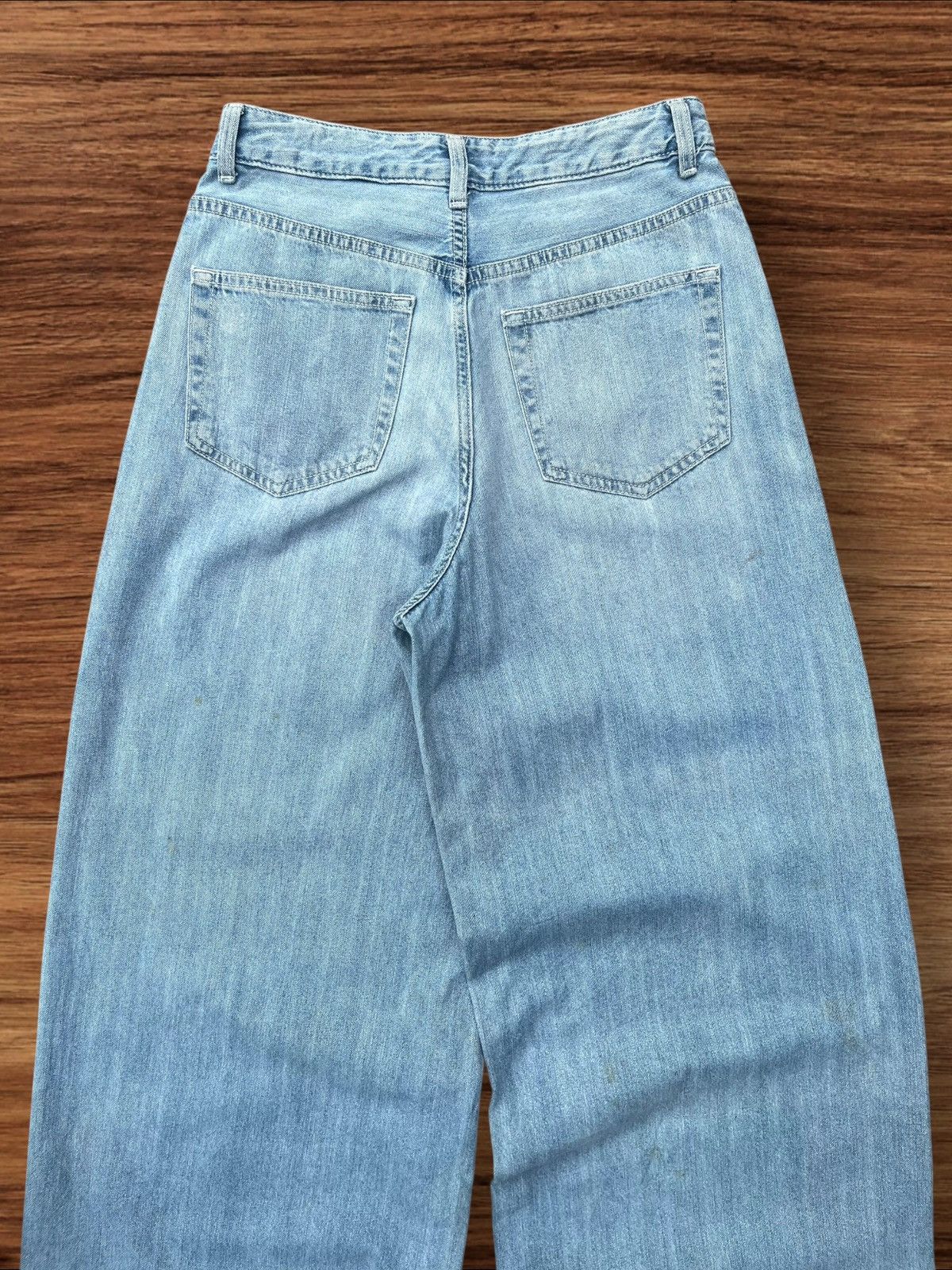 GU × Japanese Brand × Uniqlo Vintage Japanese Brand GU Super Wide Leg Blue Washed Jeans Size 26" / US 2 / IT 38 - 5 Thumbnail
