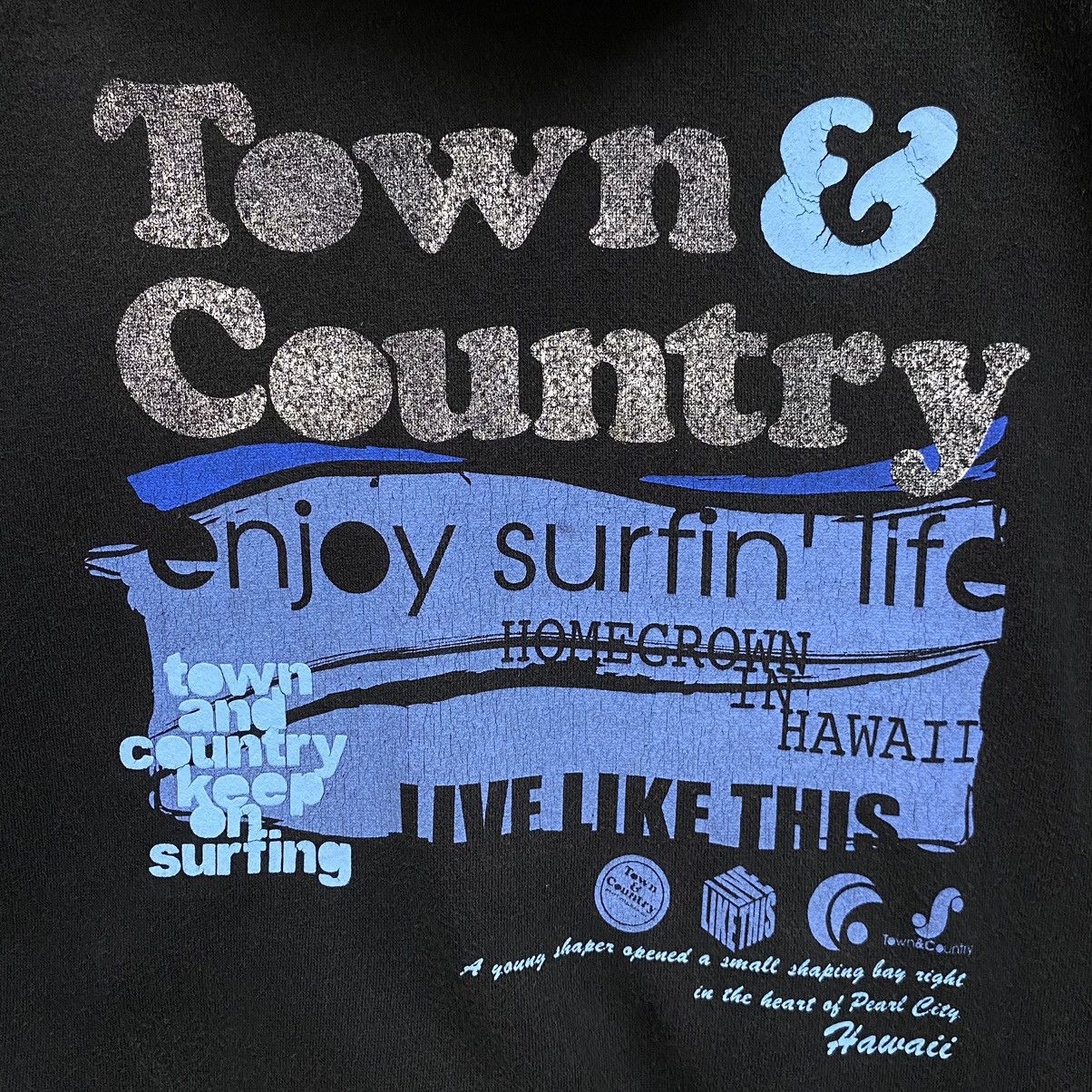 Vintage Vintage Town & Country Surf Hoodie Y2K Surf Style Black M Size US M / EU 48-50 / 2 - 9 Thumbnail