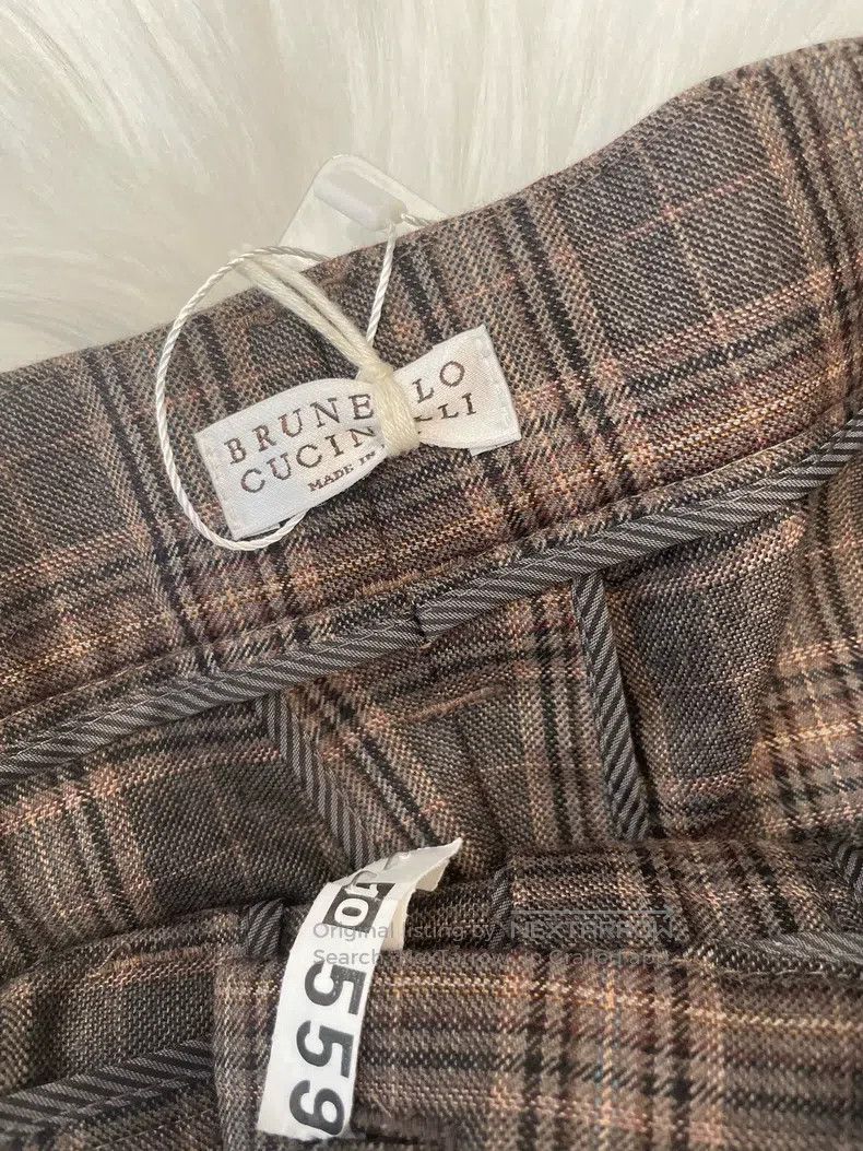 Brunello Cucinelli Brunello Cucinelli Caramel Plaid Wool Long Trousers Size 27" / US 4 / IT 40 - 3 Thumbnail