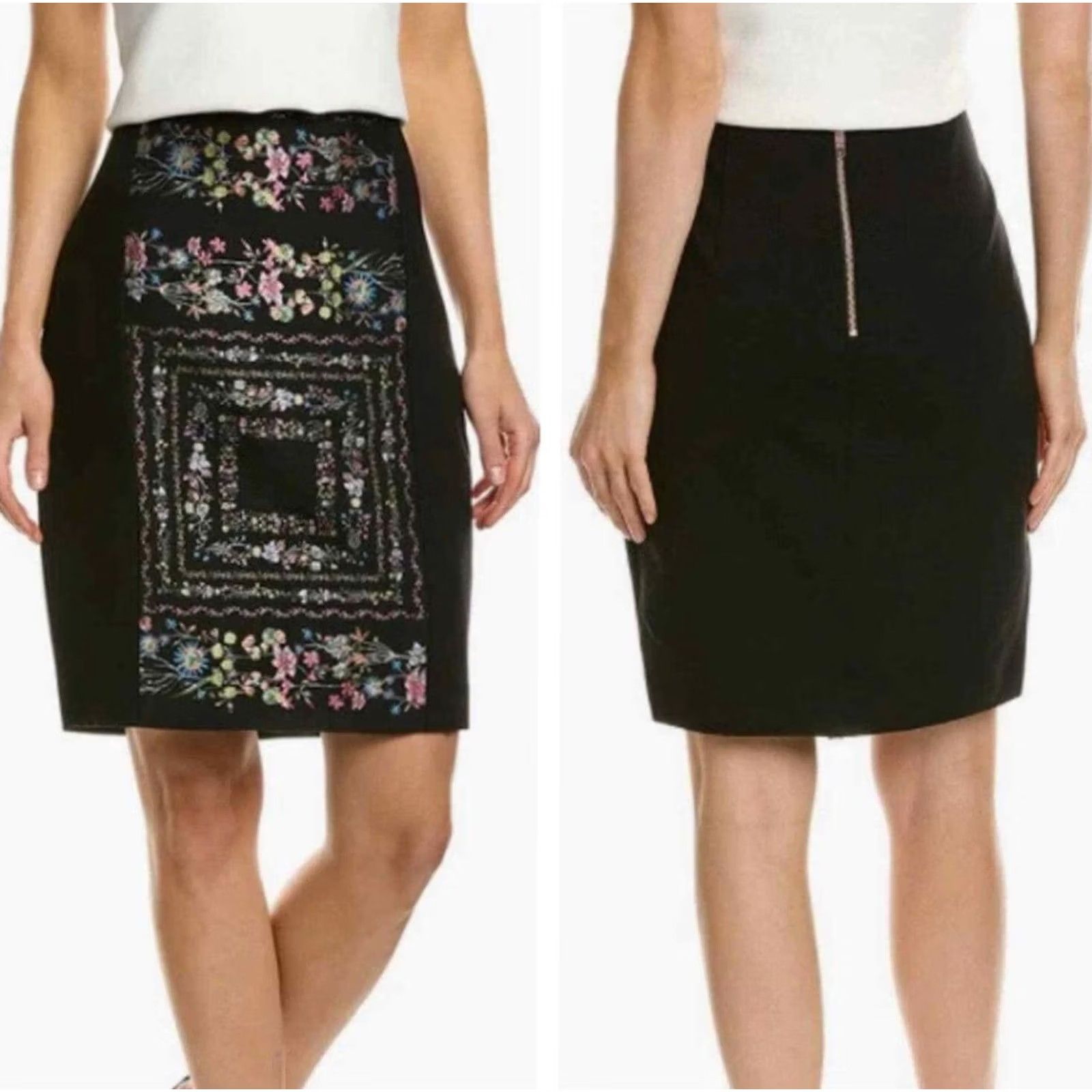 Ted Baker Ted Baker Women's Annasa Black Floral Print Pencil Skirt Sz 5 US Sz M Size 32" / US 10 / IT 46 - 4 Thumbnail