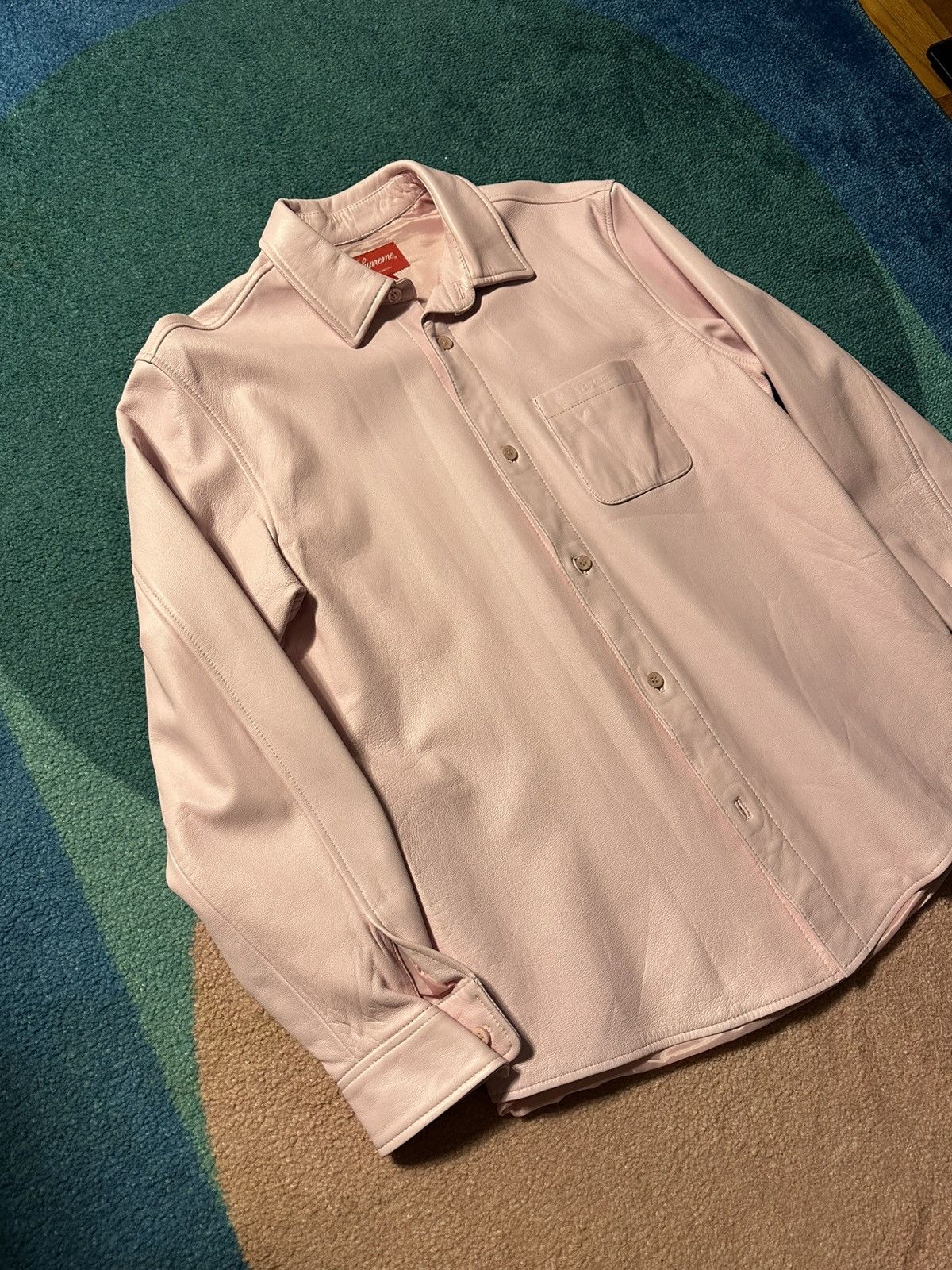 Supreme Supreme Pink Leather Shirt Lamb Leather Button Up Size US M / EU 48-50 / 2 - 3 Thumbnail
