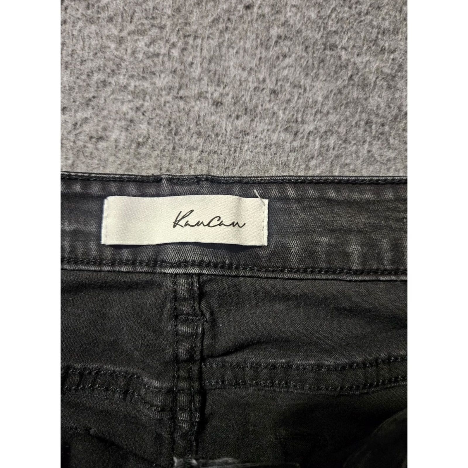Vintage Kancan Skinny Crop Jeans Women's 13/30 Black Mid Rise Stretch Frayed Hem Preppy City Denim Jeans Womens Size 34" / US 12 / IT 48 - 2 Thumbnail