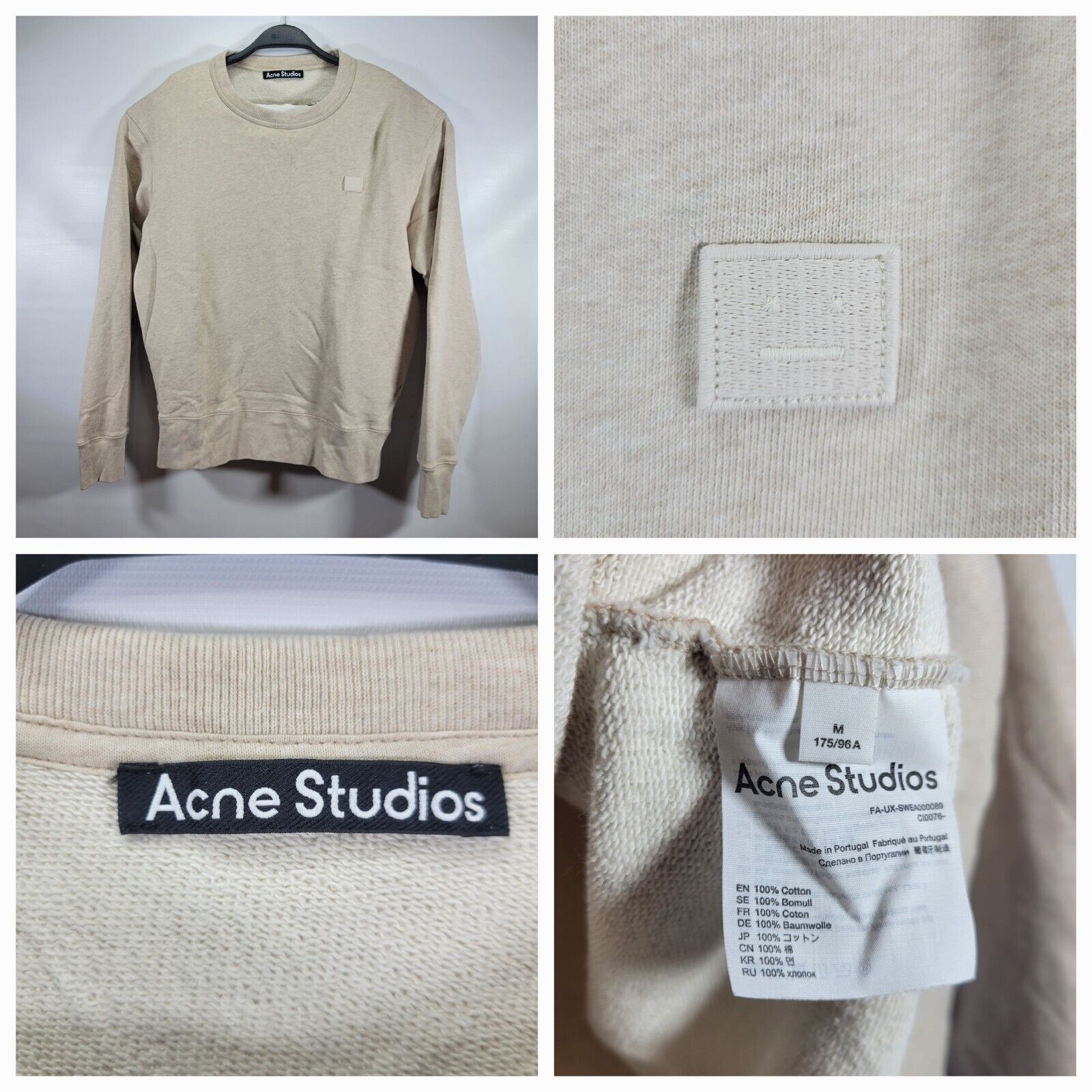 Acne Studios ACNE FAIRVIEW FACE BOX PATCH BEIGE PULLOVER SWEATSHIRT Sz M Size US M / EU 48-50 / 2 - 1 Thumbnail