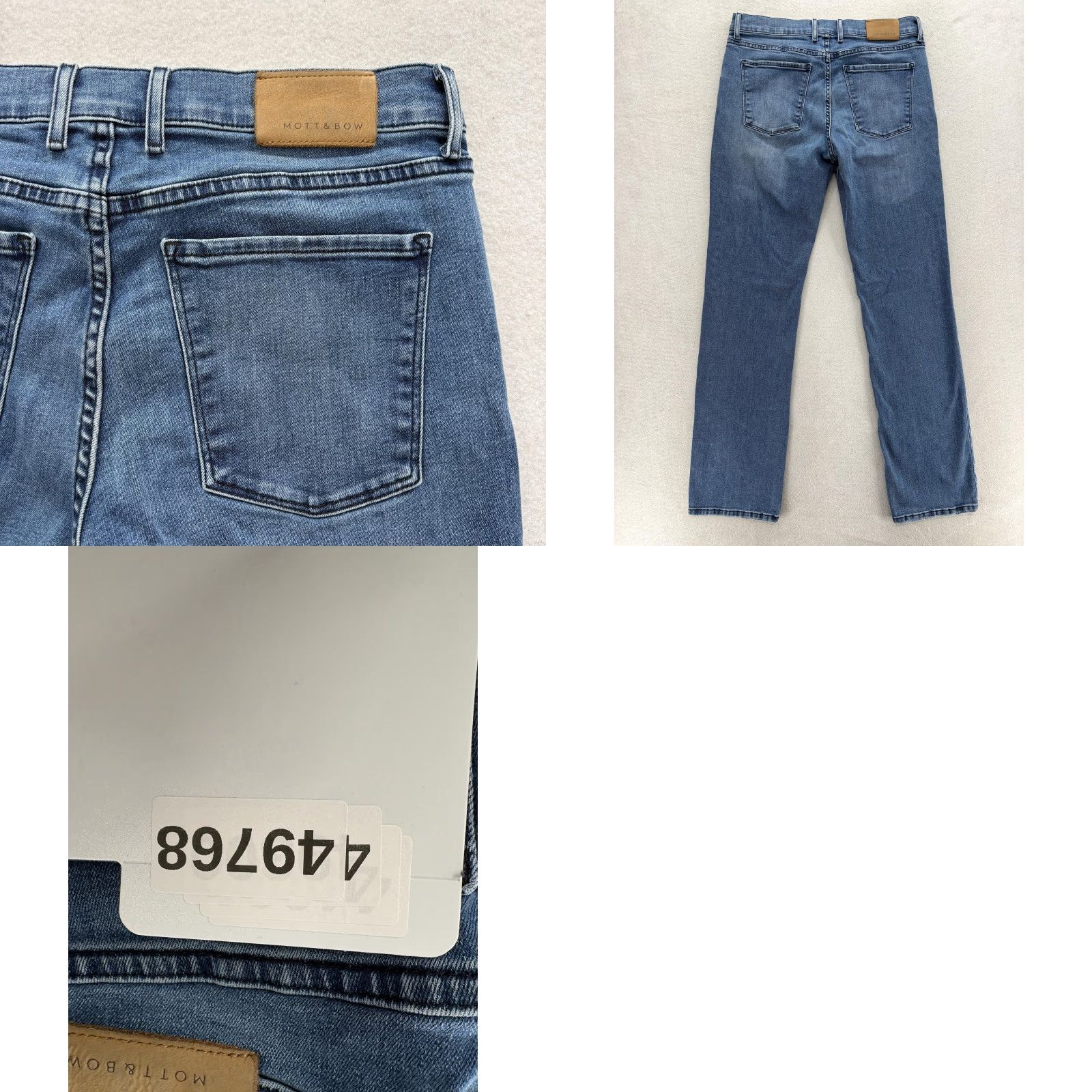 Mott & Bow Mott & Bow Jeans 35x34 Blue Medium Wash Straight Denim Pants Mens Regular Stretch Cotton Polyester Zip Pocket Vintage No Size US 35 - 9 Thumbnail