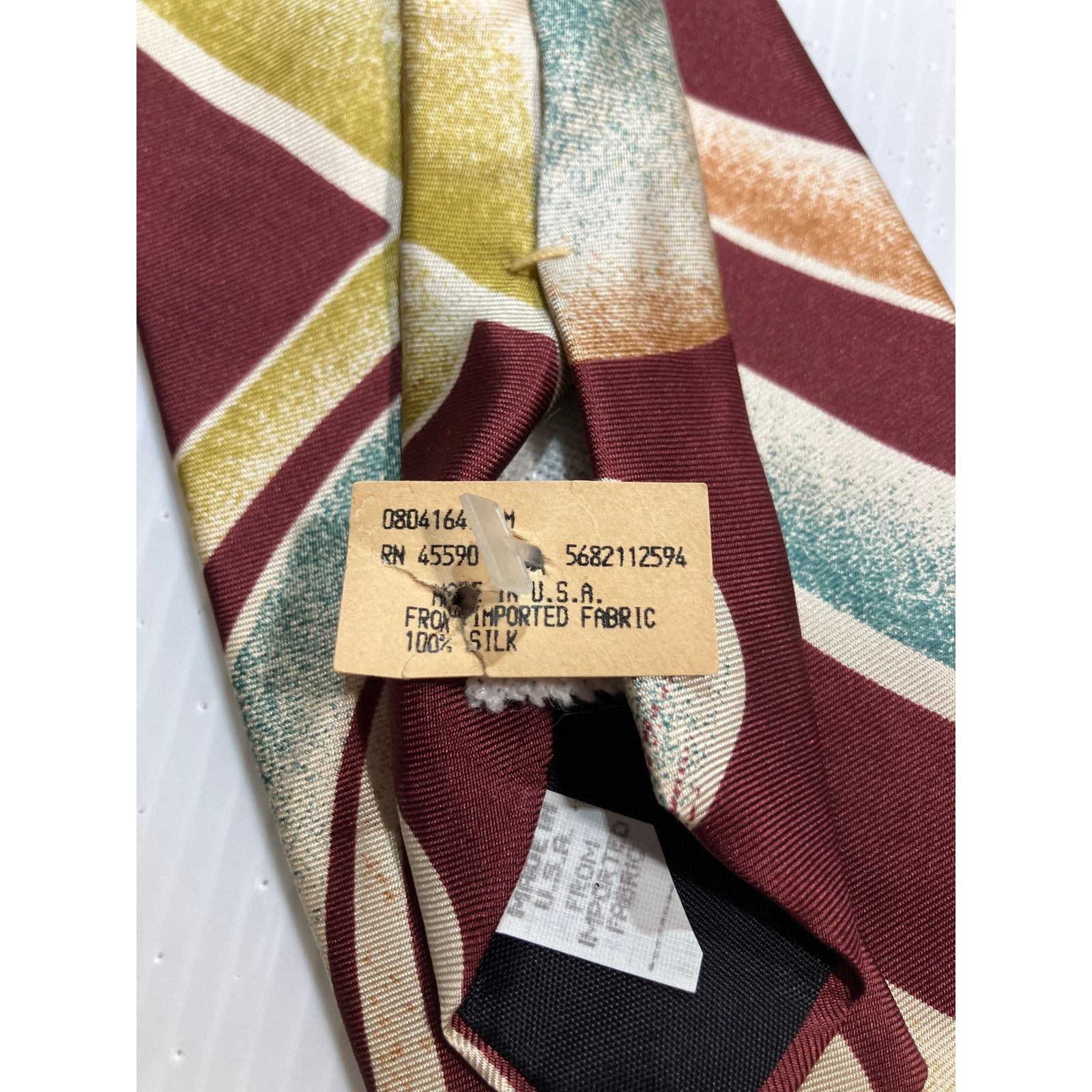 Other Vintage Abstract Retro 80’s 90’s Silk Wide Short Necktie 56” Size ONE SIZE - 4 Thumbnail