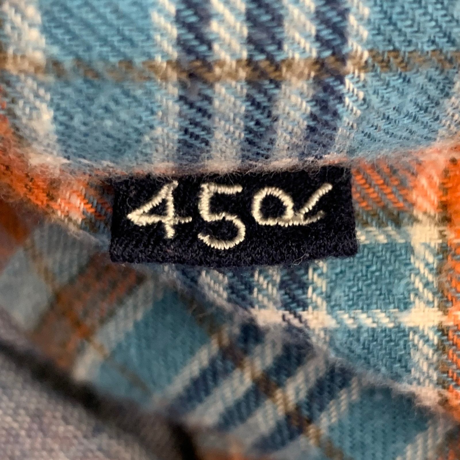 45rpm Blue Orange Plaid Cotton Curved Cutaway Flannel Shirt Size US XL / EU 56 / 4 - 7 Thumbnail