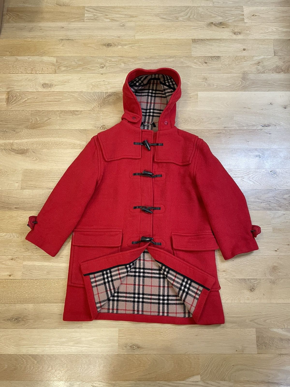 Burberry × Designer × Vintage Burberry Red Duffle coat wool fashion vintage 90s Size L / US 10 / IT 46 - 1 Thumbnail