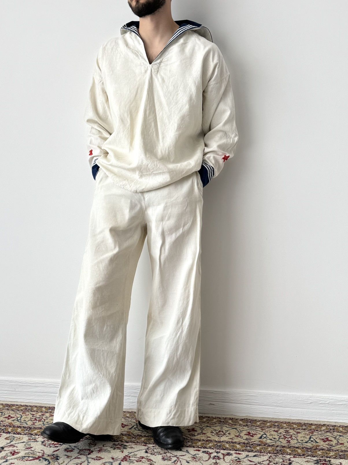 Cccp 1930/40s WW2 Era Soviet Union Navy ‘Formenka’ White Suit Size US M / EU 48-50 / 2 - 3 Thumbnail