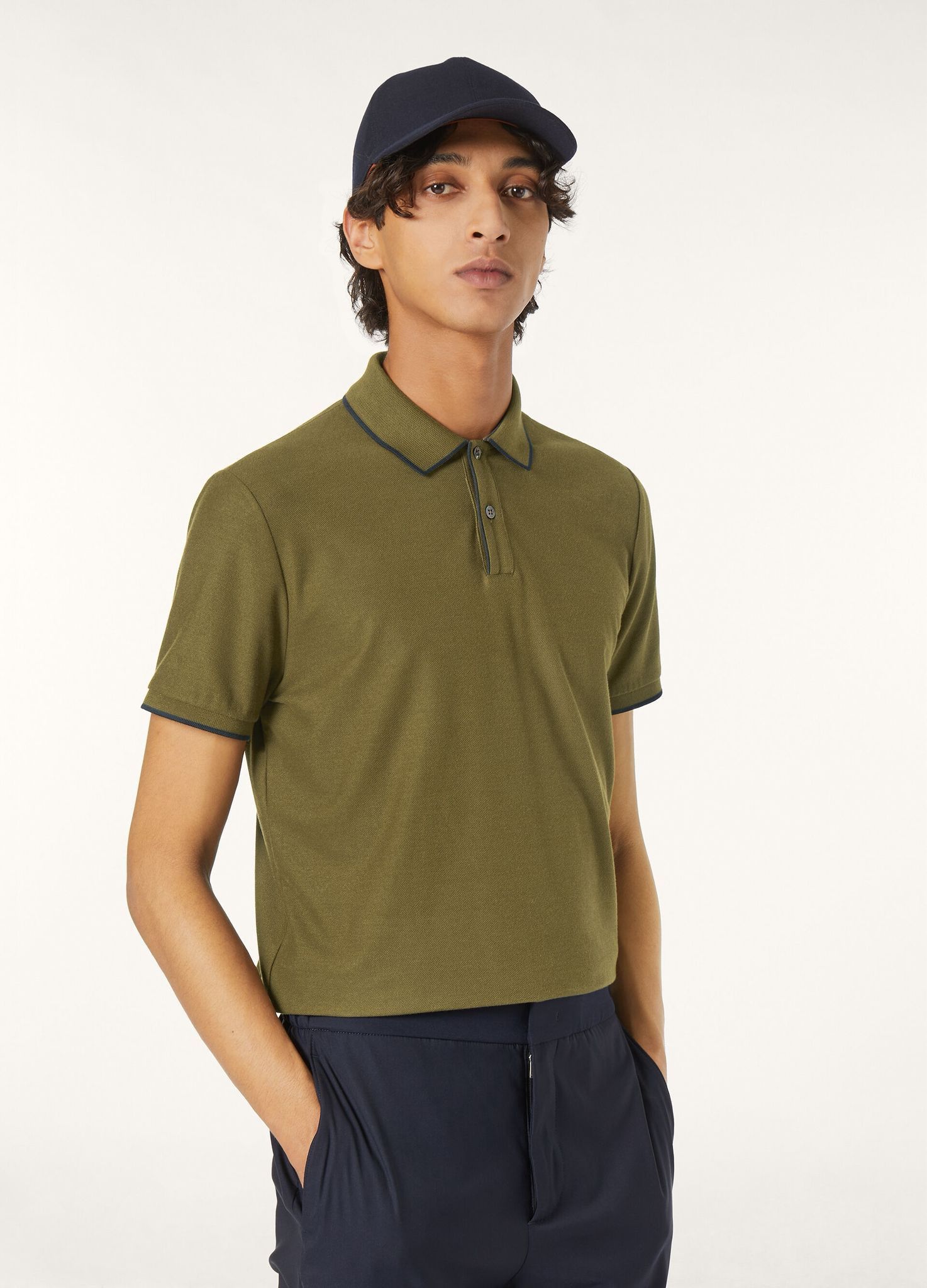 Loro Piana o1w1db10126 FAI4903 Brentwood Polo Shirt in Olive Green Size US M / EU 48-50 / 2 - 1 Thumbnail