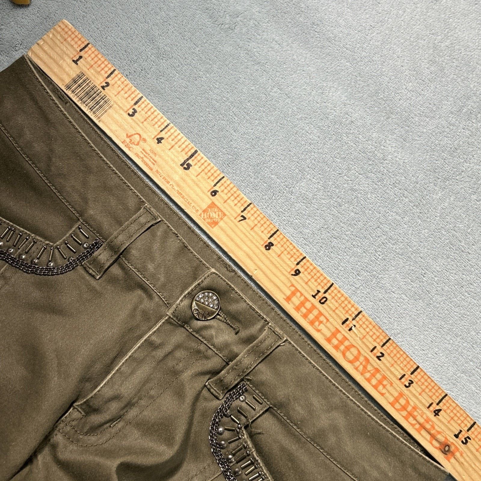 Levi's Rhinestoned Cargo Pants Women 4 30x27 Stretch Slim Ankle Zip Size 27" / US 4 / IT 40 - 14 Thumbnail