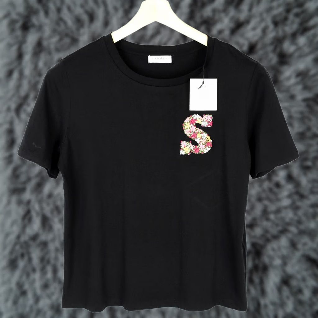 Sandro Sandro Henria T-Shirt Damen Alle Jahreszeiten MEDIUM Pullover Shirt Womens Medium Black Logo Crew Neck All Seasons Size M / US 6-8 / IT 42-44 - 1 Thumbnail