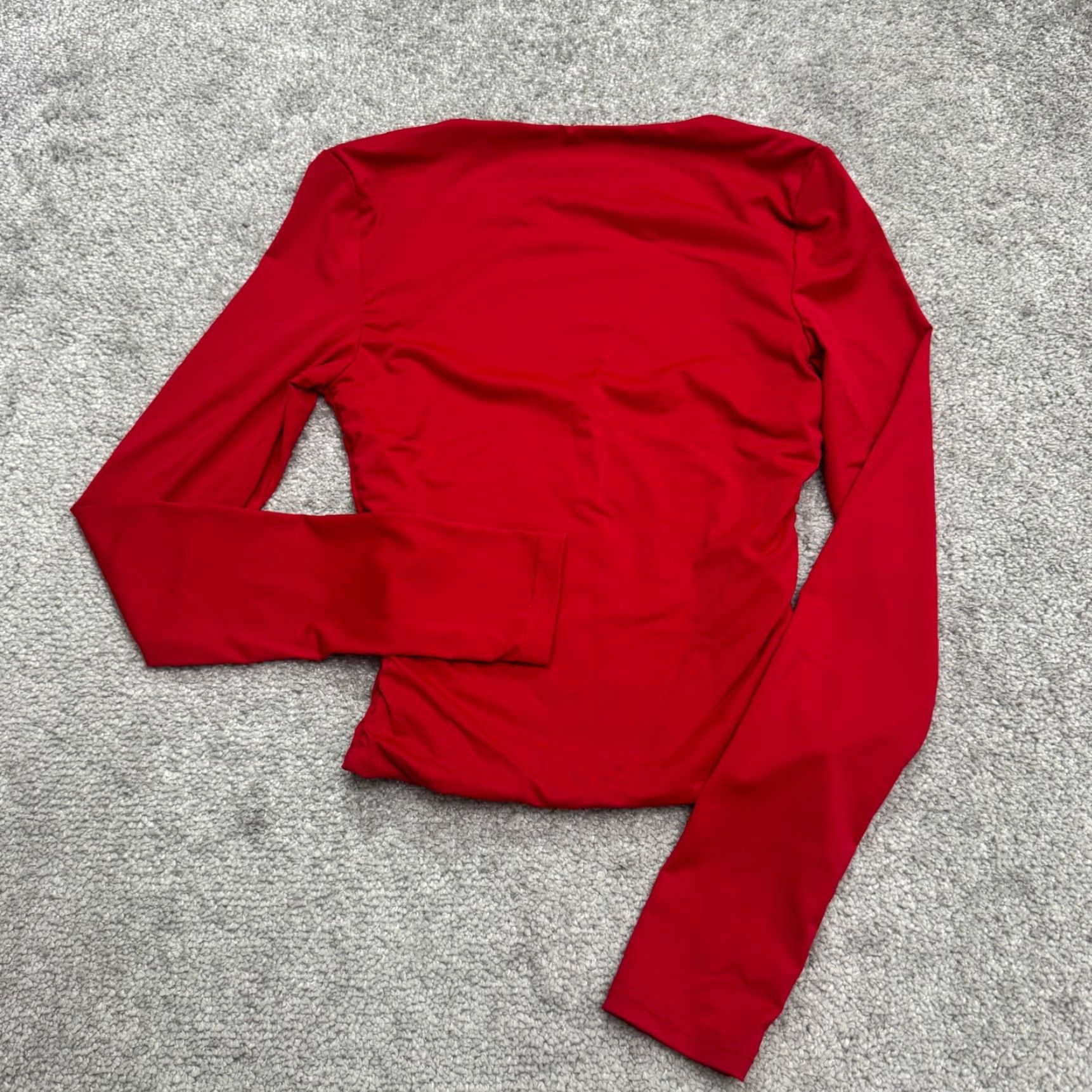 PRINCESS POLLY Princess Polly Shirt Womens 0 Red Nylon Spandex Square Neck Long Sleeve Top Size XS / US 0-2 / IT 36-38 - 4 Thumbnail