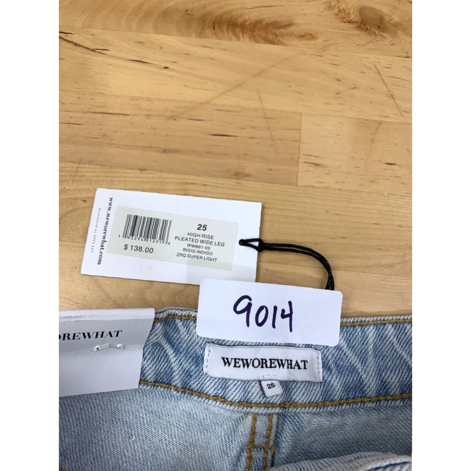 Vintage We Wore What High Rise Pleated Wide Leg Jeans Womens 25 Blue Light Wash Denim 32 Inseam Folded Pocket Bohemian Festival 90s, College, Boho Womens Size 42" / US 20 - 3 Thumbnail