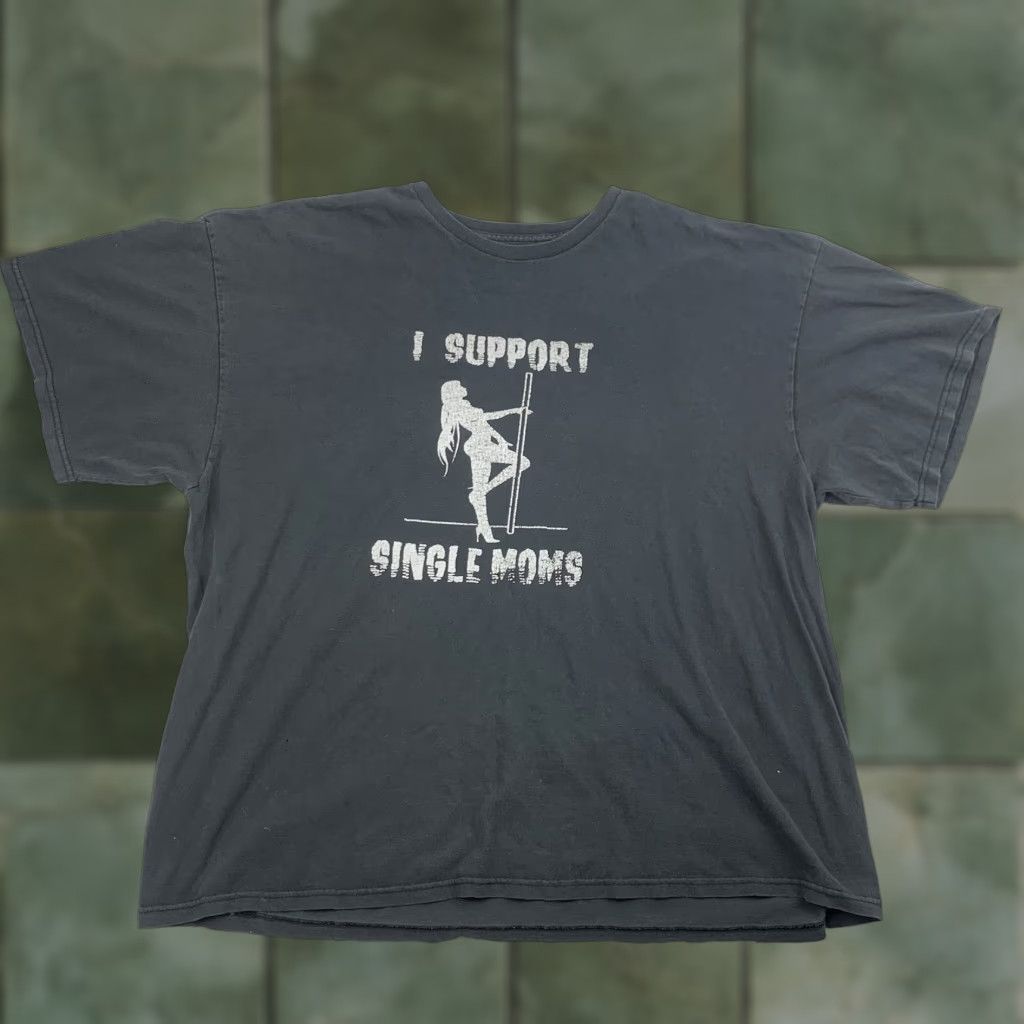 Vintage VINTAGE I Support Single Moms Shirt Adult Large Black Funny Parody Dancing Y2K Mens L Black 90s Theme Size US L / EU 52-54 / 3 - 1 Thumbnail