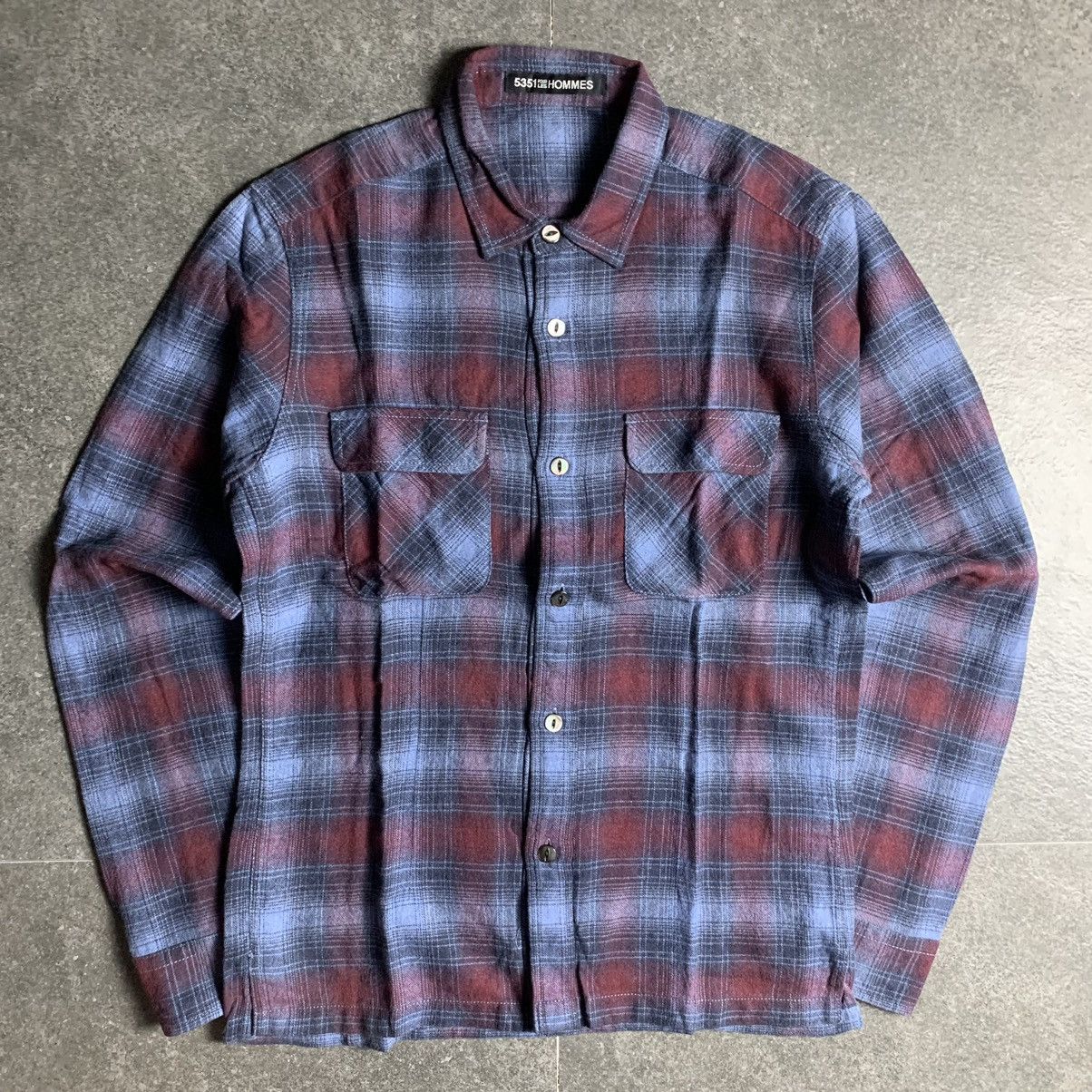 5351 POUR LES HOMMES × Japanese Brand 2000s 5351 Pour Les Hommes Shadow Plaid Shirt Size US S / EU 44-46 / 1 - 3 Thumbnail
