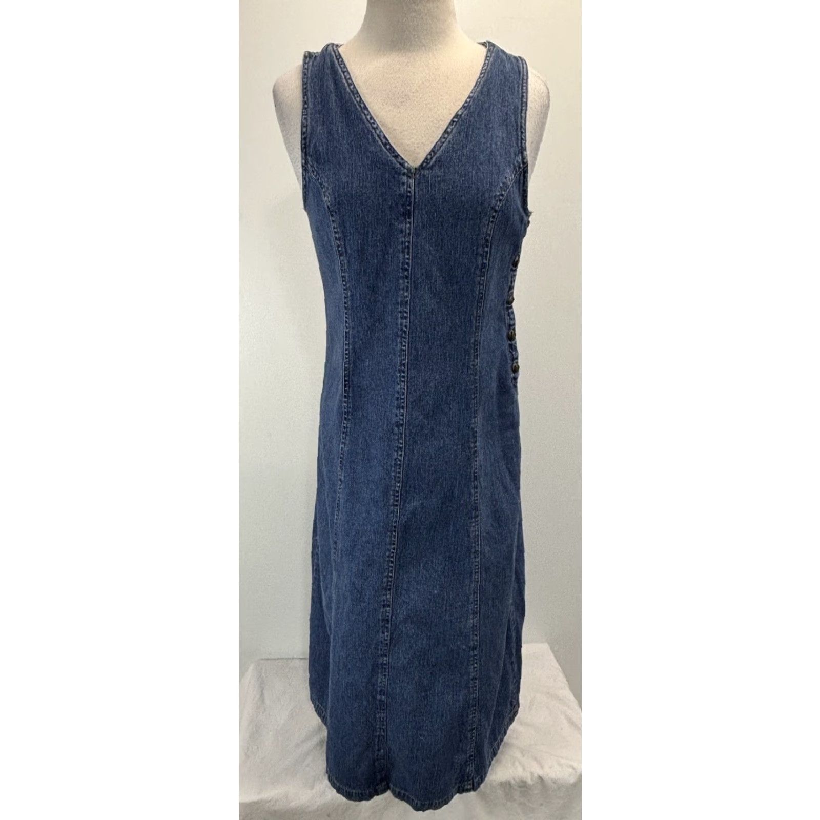 Vintage VINTAGE Bryn Connelly Denim Maxi Jumper Dress Teacher 6P Blue 1990s Petite Casual Size M / US 6-8 / IT 42-44 - 2 Thumbnail