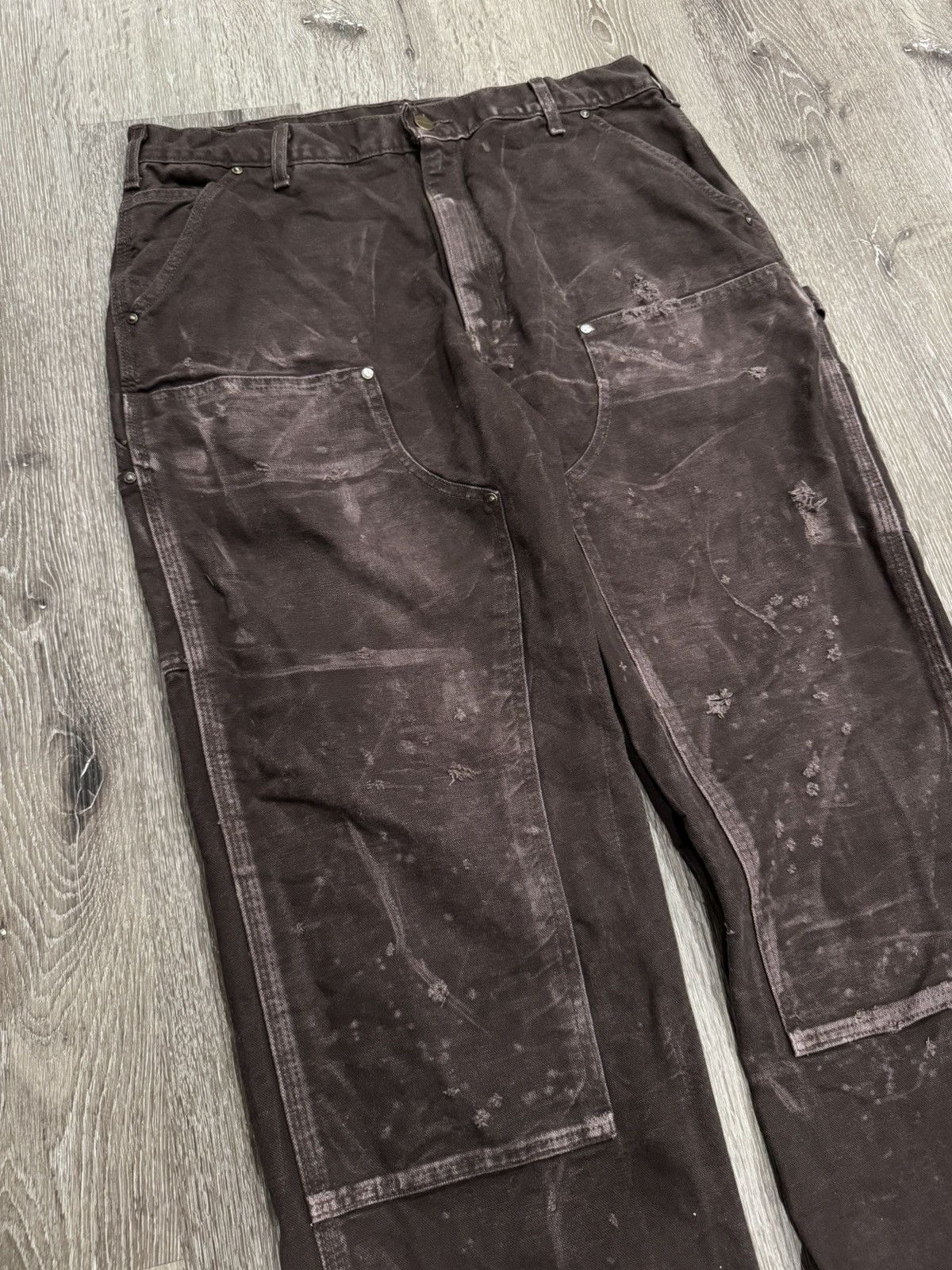 Carhartt Y2K Carhartt Brown Distressed Double Knee Pants Size 36x32 Size US 36 / EU 52 - 3 Thumbnail