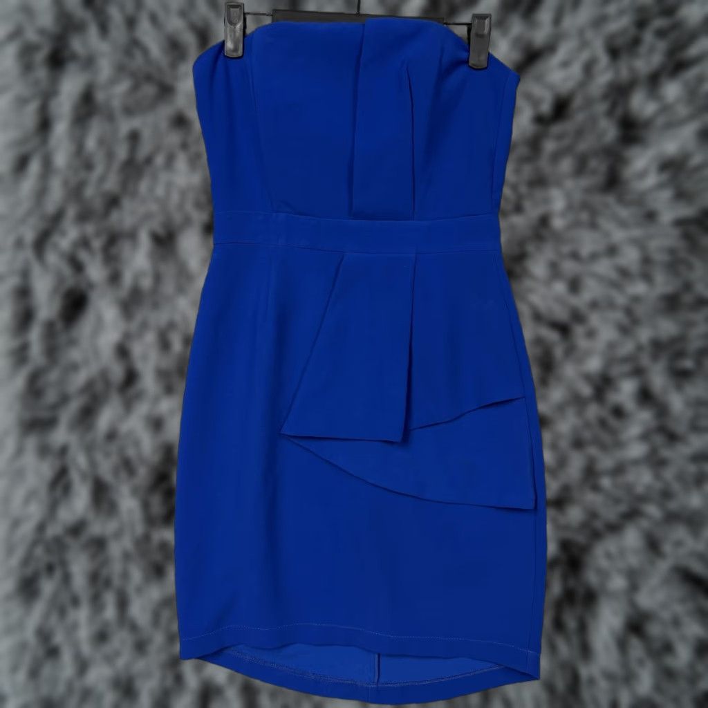 Lulus Lulus Dress Small Peplum Bodycon Mini Cocktail Party Date Night Wedding Guest Dress Women Sleeveless Strapless Blue Solid Size S / US 4 / IT 40 - 1 Thumbnail