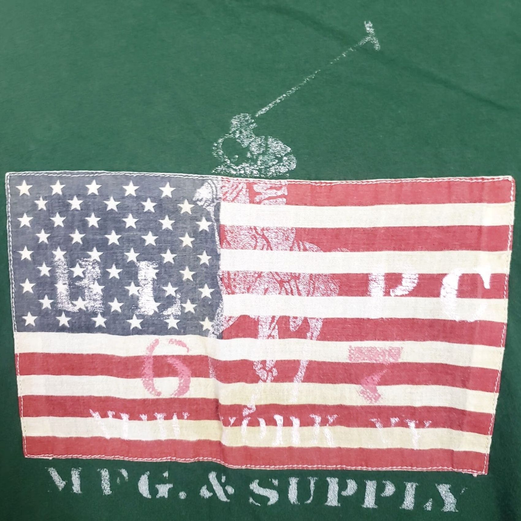 Polo Ralph Lauren VINTAGE Polo Ralph Lauren T-Shirt LONG SLEEVE Crewneck Sewn American Flag Green Size L Mens Size US L / EU 52-54 / 3 - 7 Thumbnail