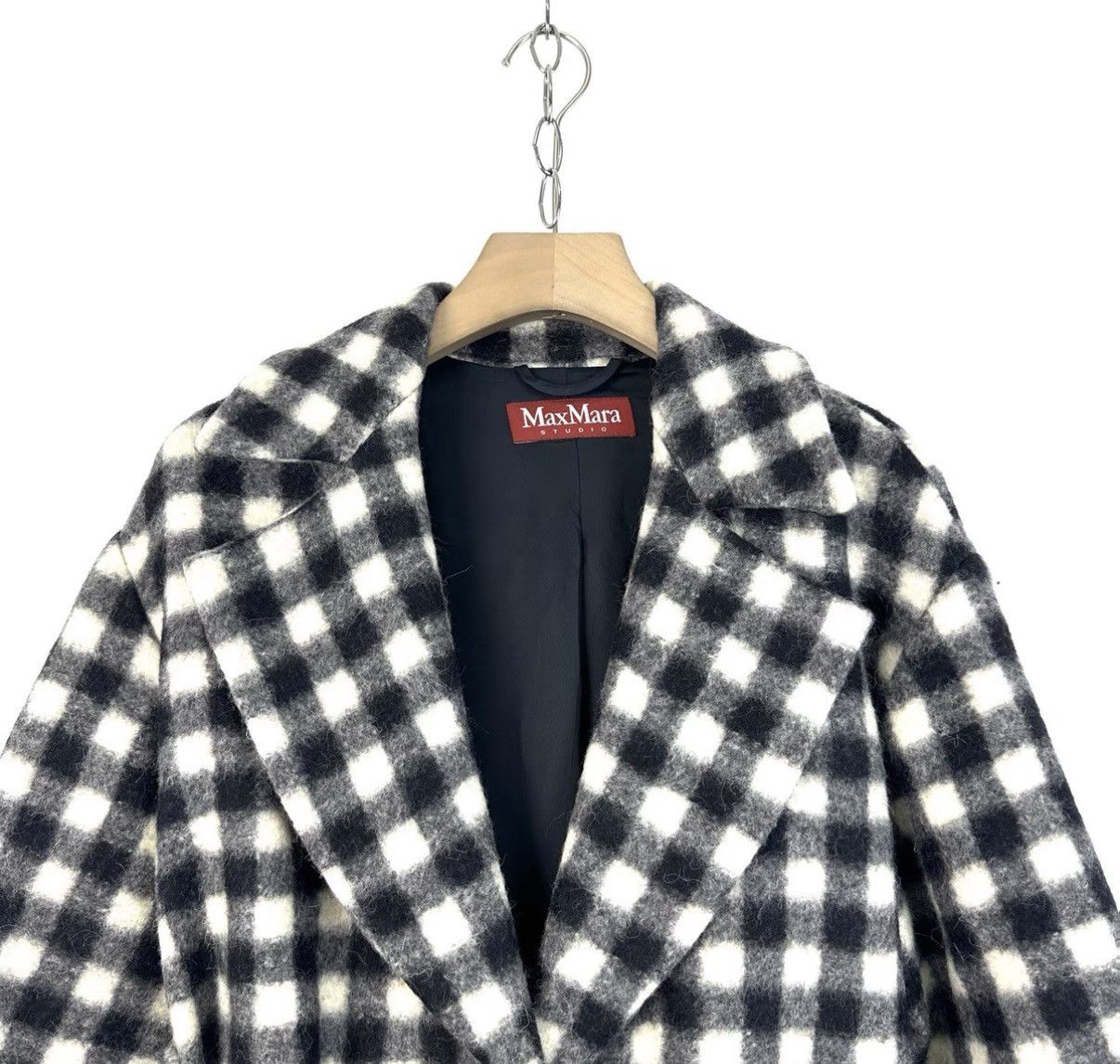 Max Mara MaxMara/Black and White Plaid Mid-Length Coat K12 Size XS / US 0-2 / IT 36-38 - 3 Thumbnail