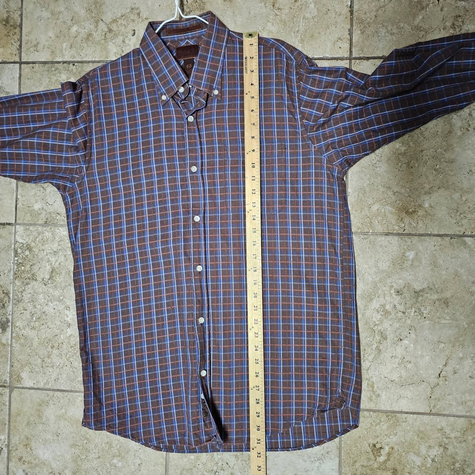 Born Born Brown Plaid Button Down Men's Shirt 100% Cotton Medium Size US M / EU 48-50 / 2 - 9 Thumbnail