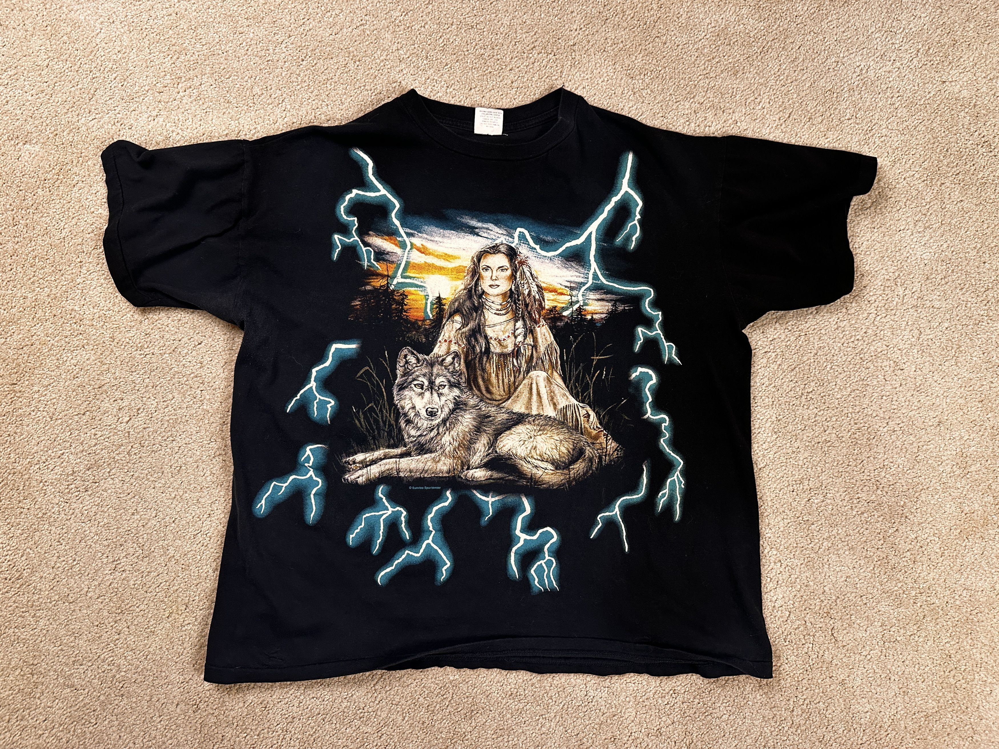 Other Vintage USA Thunder Lightning Native Wolf AOP T-Shirt XXL Size US XXL / EU 58 / 5 - 1 Thumbnail