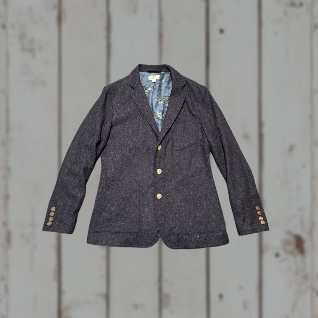 Wallace & Barnes Wallace & Barnes Knit Blazer Mens Alexander's Wool Koi Fish Dog Buttons Blue 38R Size 38R - 1 Thumbnail
