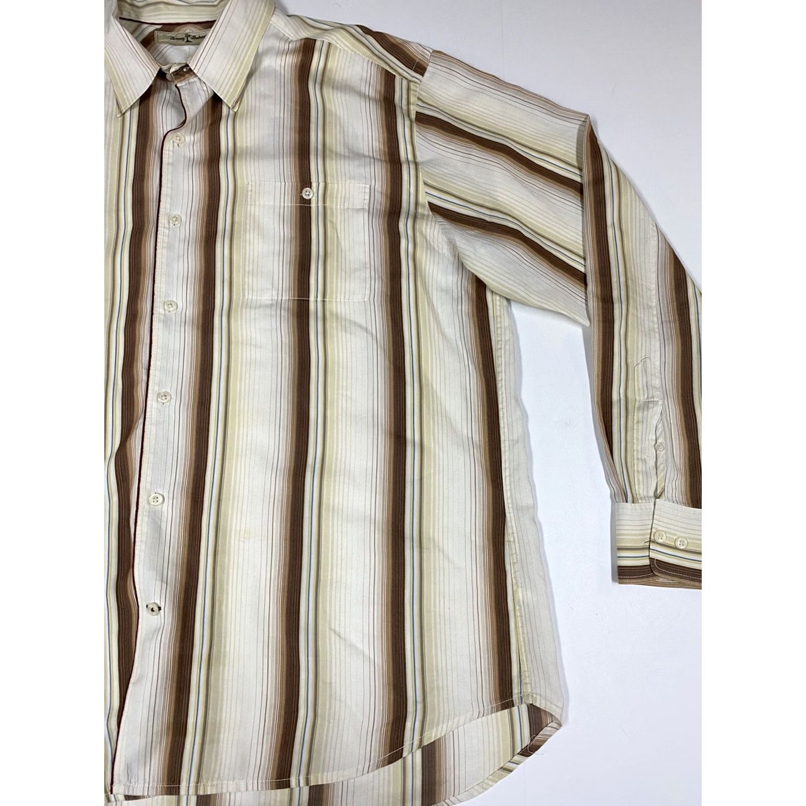 Tommy Bahama Tommy Bahama Shirt Mens XL Striped Button-Down Collared Long Sleeve Hawaiian Cotton Knit Breathable Multicolor Easy Care Size US XL / EU 56 / 4 - 2 Thumbnail