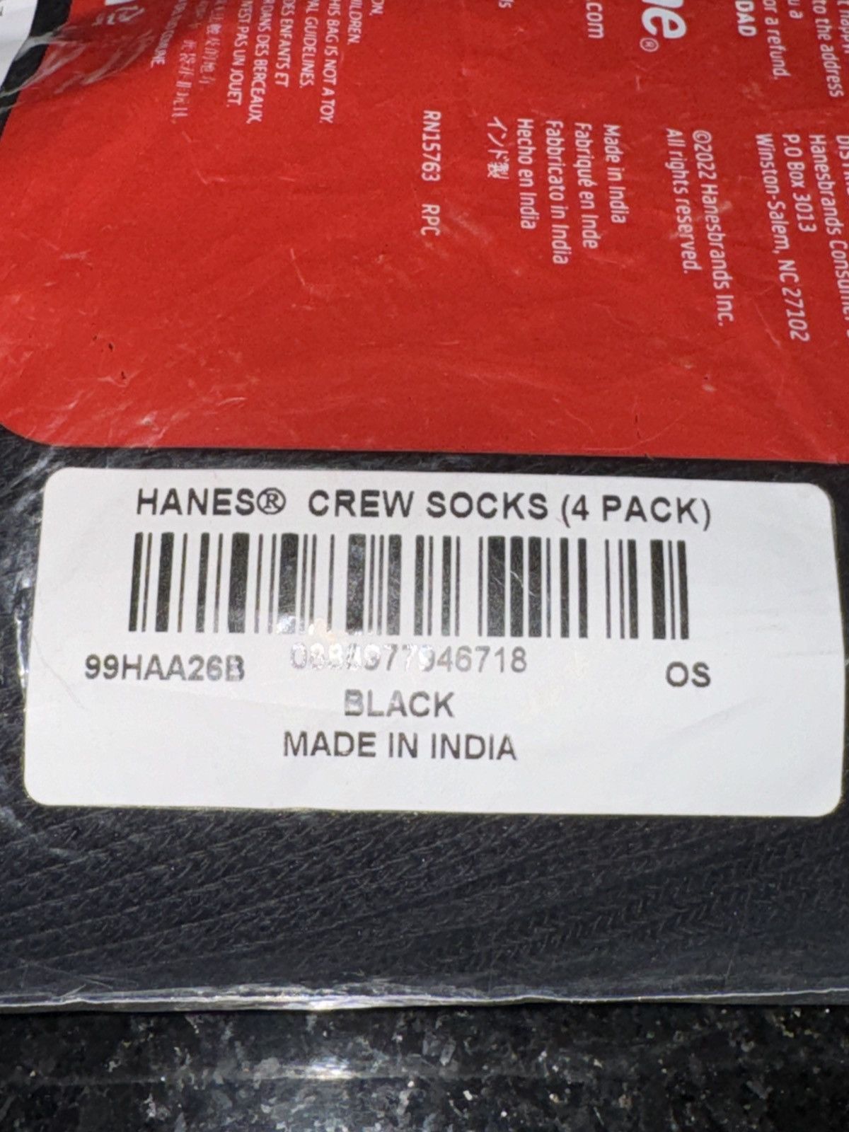 Supreme Supreme Hanes Crew Socks Black (4 Pack) Size ONE SIZE - 3 Thumbnail
