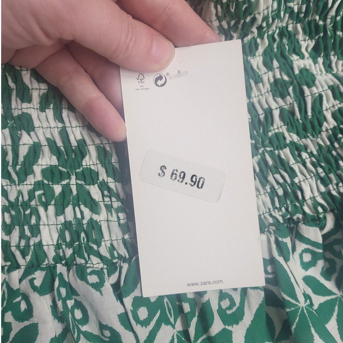 Zara Zara Green & White Printed Smocked Waist Maxi Skirt - XL Size 38" / US 16 / IT 52 - 2 Thumbnail