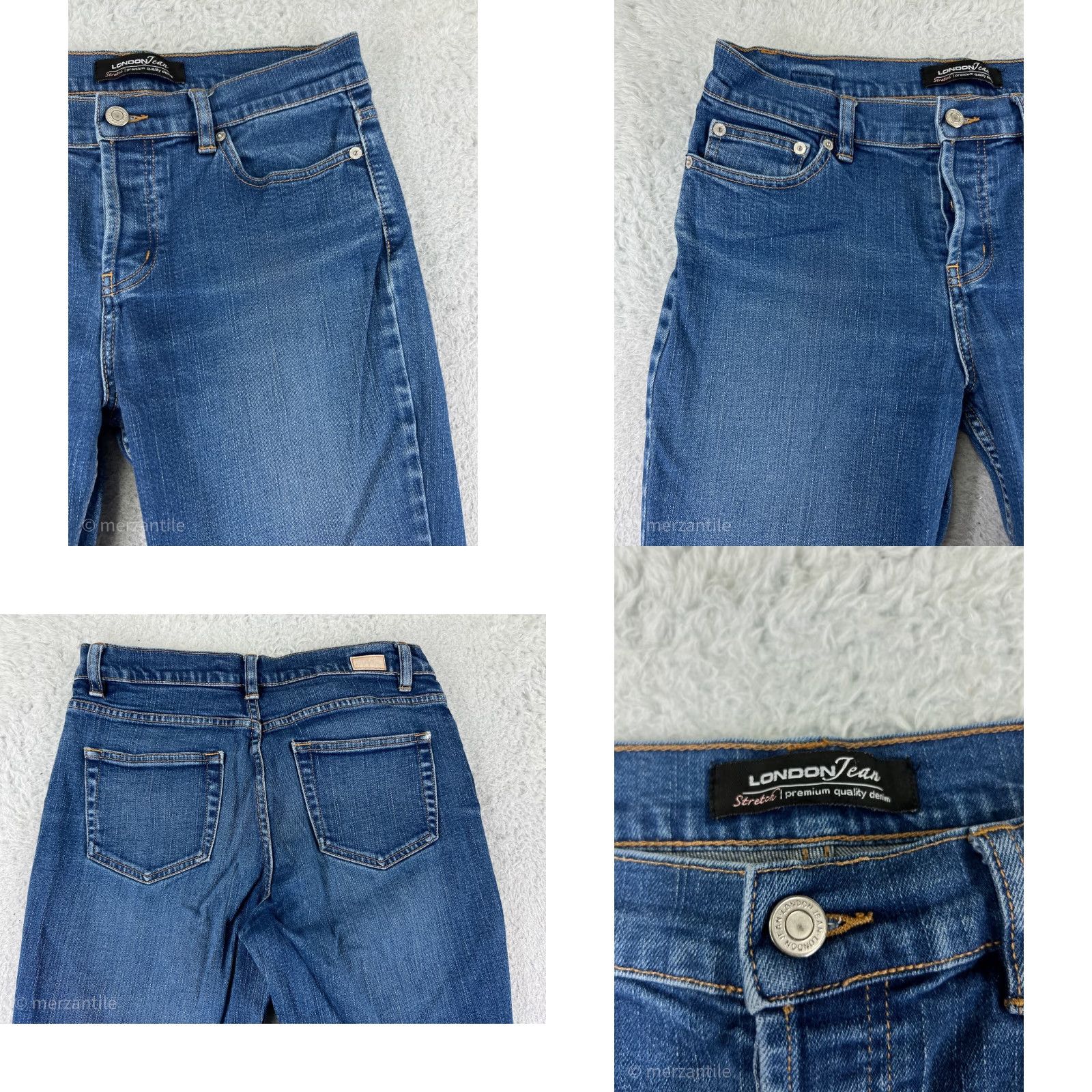Vintage London Jeans Jeans Blue Denim Flared Button 6 Womens Cotton Blend Stretch Regular 28 Inseam 30 Inseam 5-Pocket Design Size 28" / US 6 / IT 42 - 8 Thumbnail