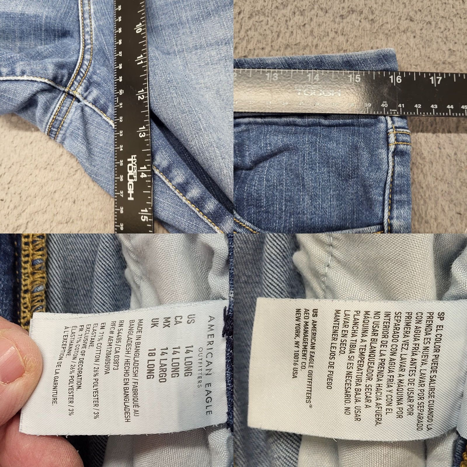 American Eagle Outfitters American Eagle Jeans Womens 14L Curvy High Rise Jegging Distressed Stretch Denim Jeans Holiday 90s Grunge Logo Zipper Button Pocket Size 36" / US 14 / IT 50 - 9 Thumbnail
