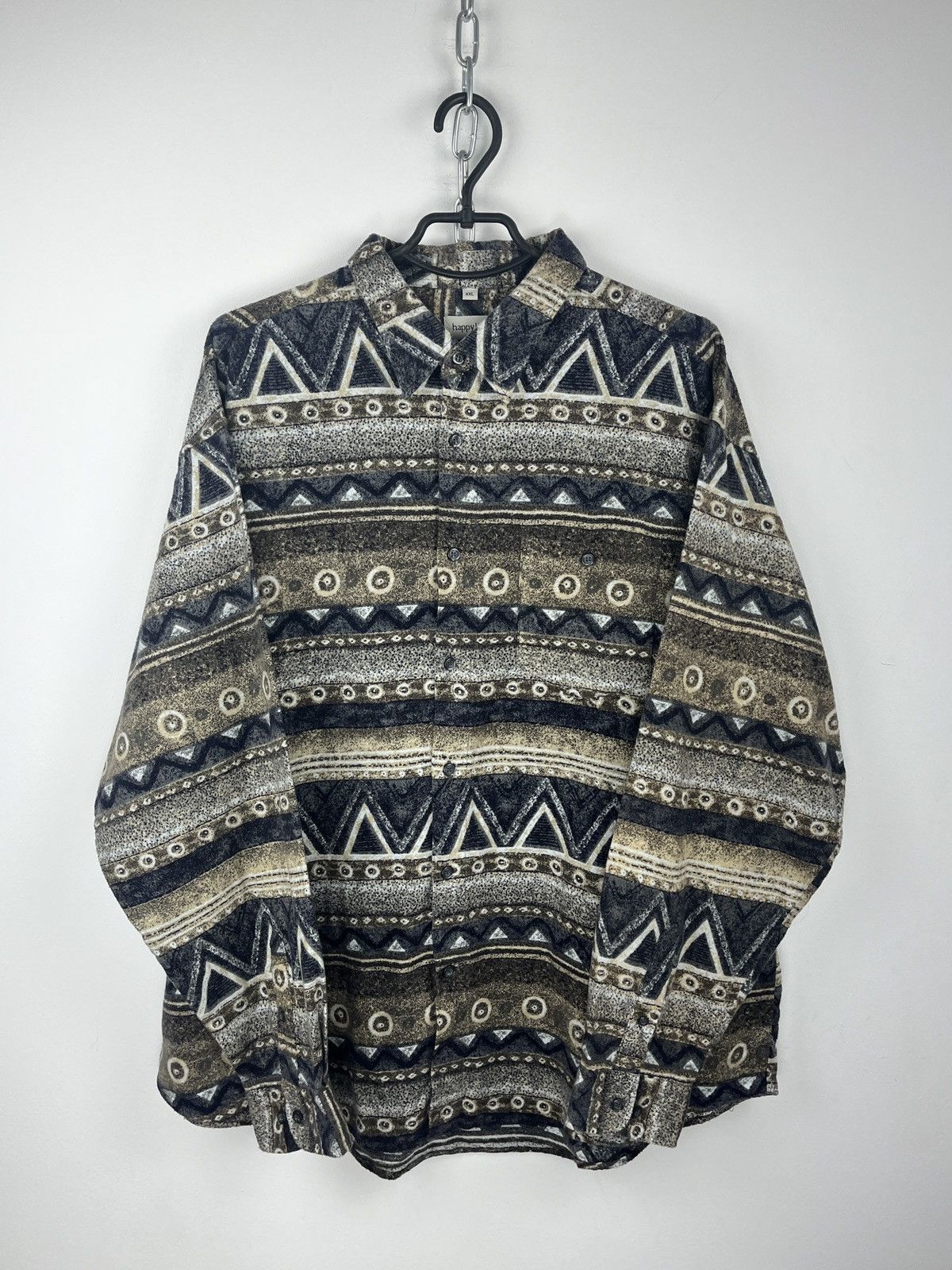 Japanese Brand × Vintage Happy Life Vintage 90s Long Sleeve Button Down Crazy Shirt Size US XXL / EU 58 / 5 - 1 Thumbnail