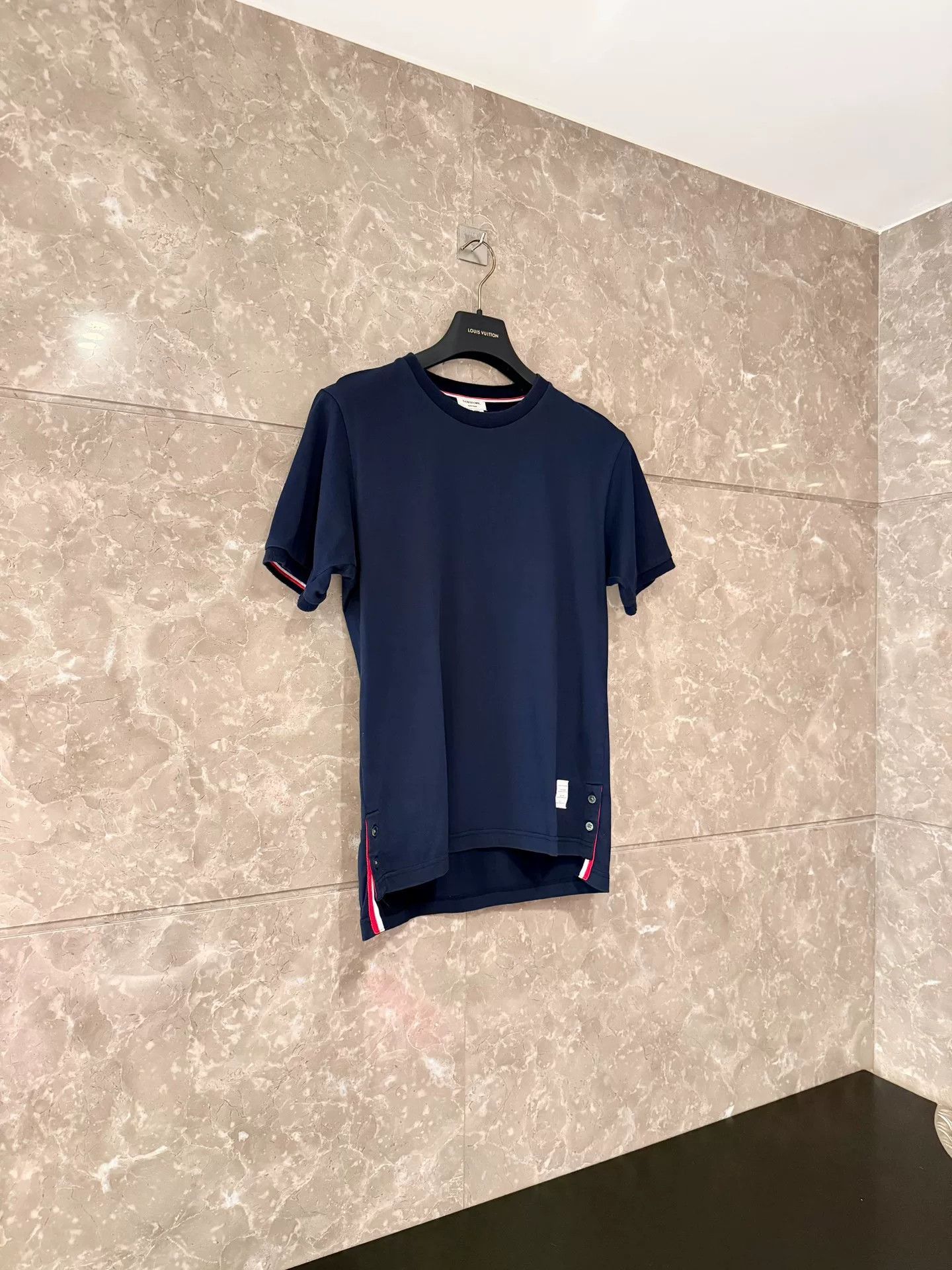 Thom Browne Thom Browne Dark Blue Striped Cotton T-Shirt Size US M / EU 48-50 / 2 - 1 Thumbnail