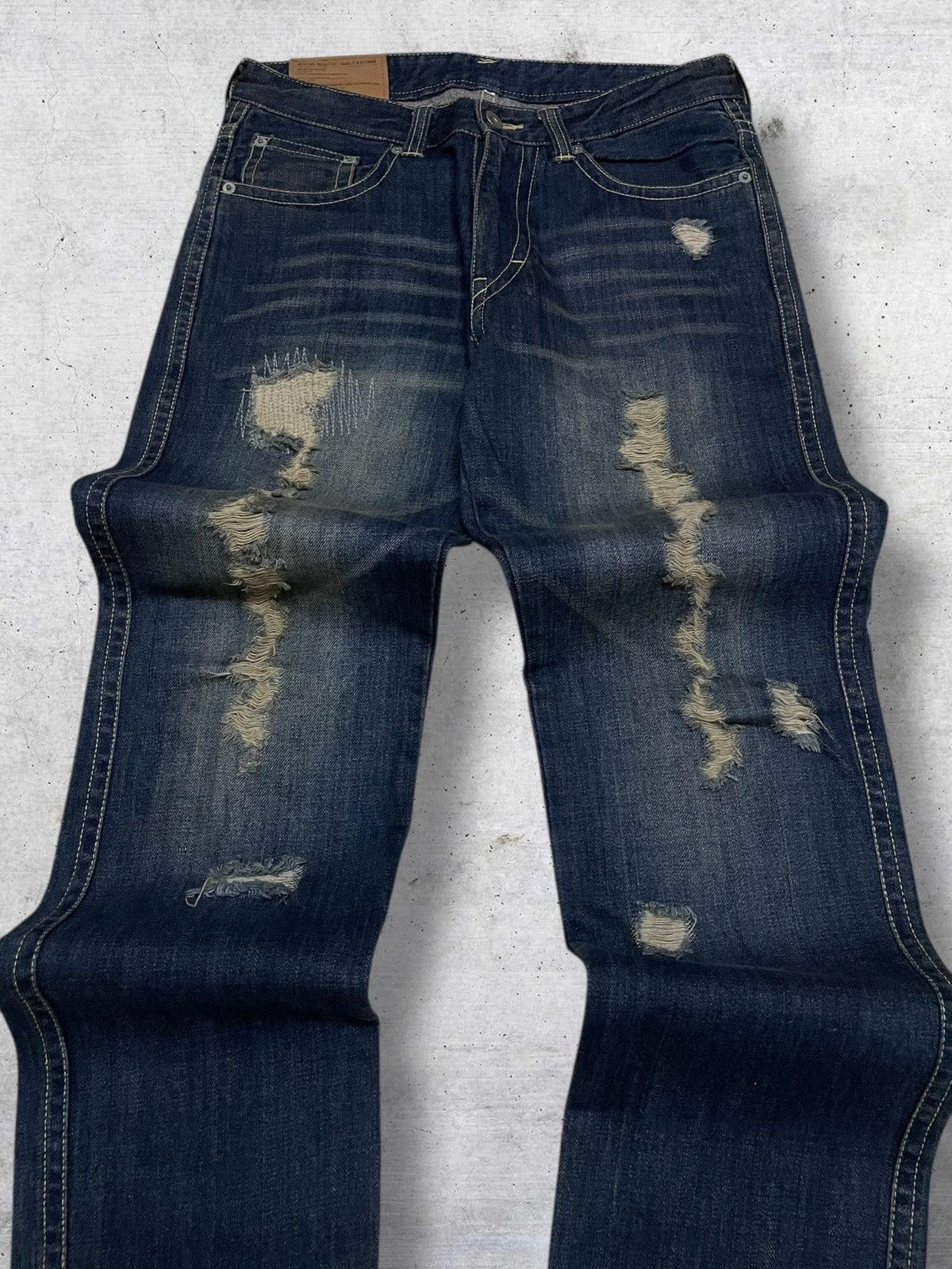 Hysteric Glamour VINTAGE BEAMS OG JAPAN DESIGNER 90S RIPPED GOLD GRUNGE DENIM Size US 30 / EU 46 - 4 Thumbnail