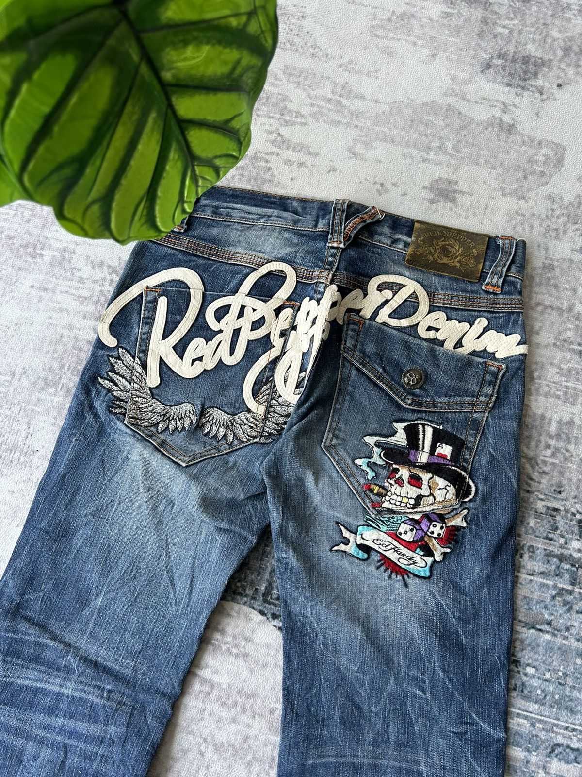 Ed Hardy ☠️Ed Hardy Skull Embroidery Jeans☠️ Size 30" / US 8 / IT 44 - 2 Thumbnail