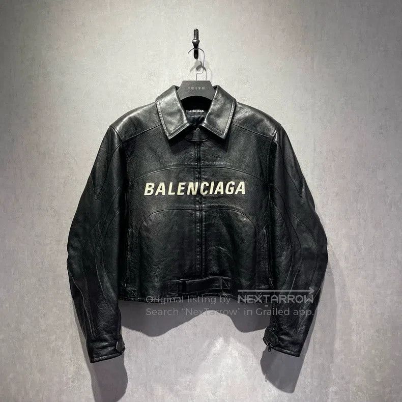 Balenciaga Balenciaga Logo print leather jacket Size US S / EU 44-46 / 1 - 1 Thumbnail