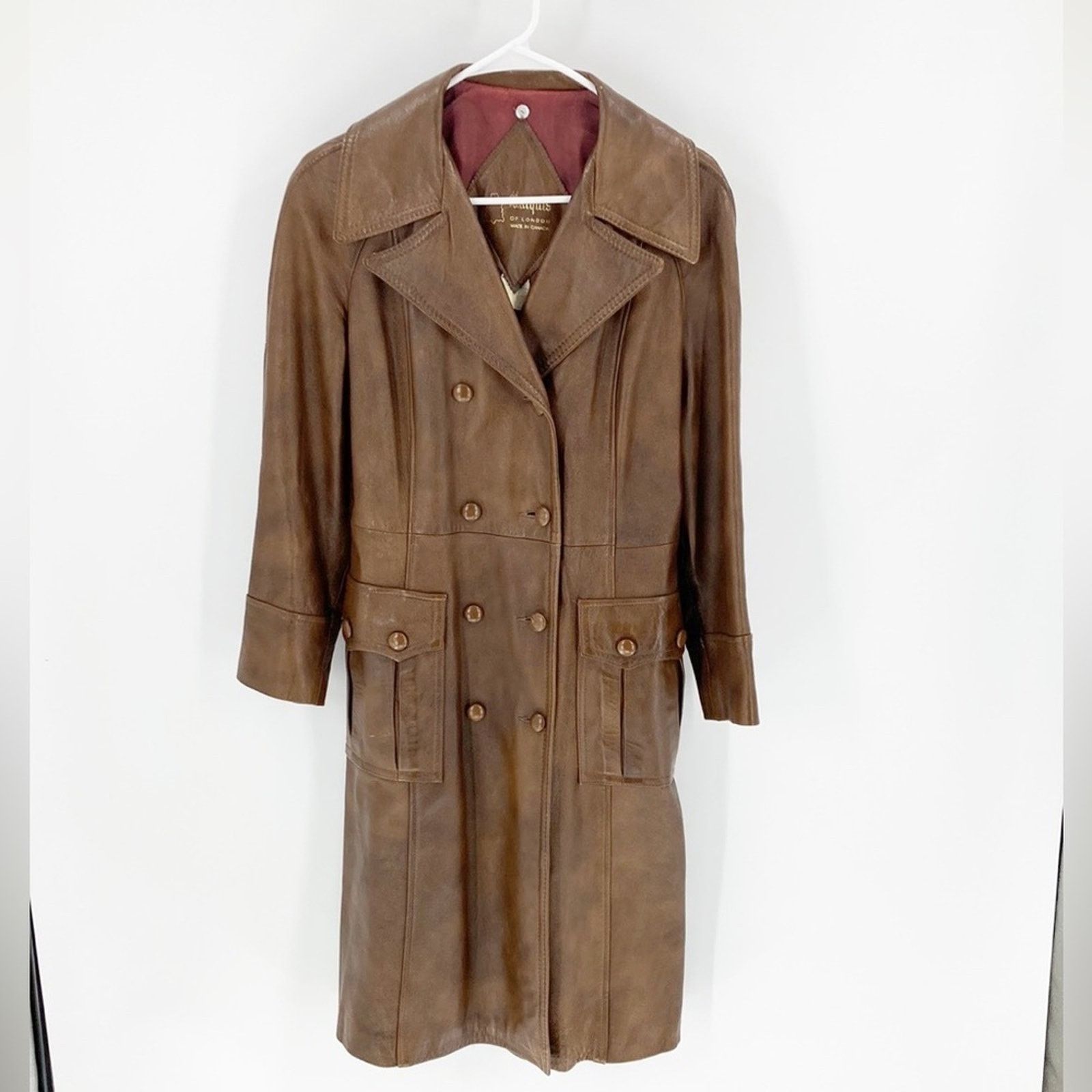 Vintage Vintage Marquis of London faux Leather Trench Coat size L Size L / US 10 / IT 46 - 1 Thumbnail