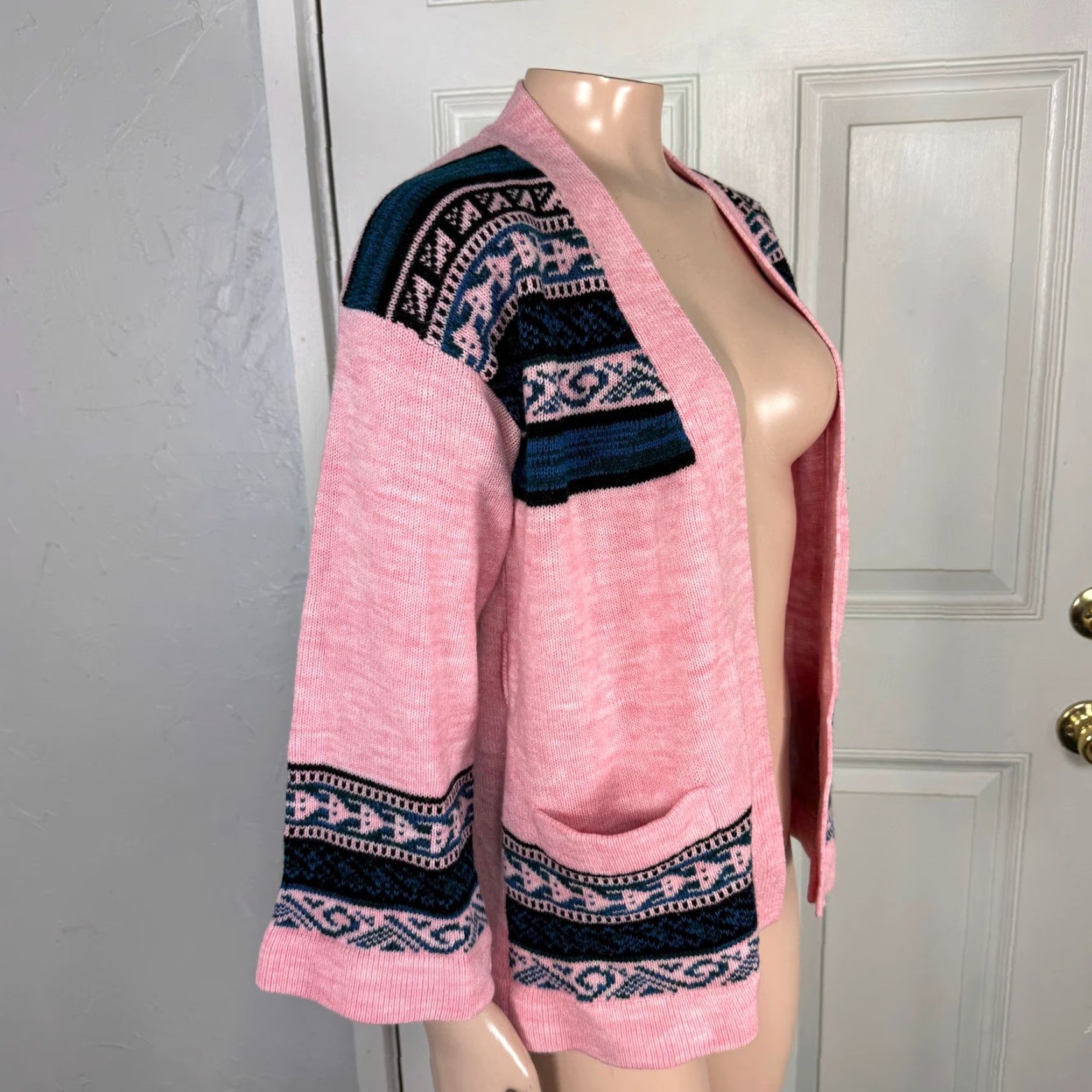 Vintage VINTAGE Zado Cardigan Sweater L Pink 70s Hippy San Francisco Kimono E4-3 Women? Men? Size S / US 4 / IT 40 - 5 Thumbnail