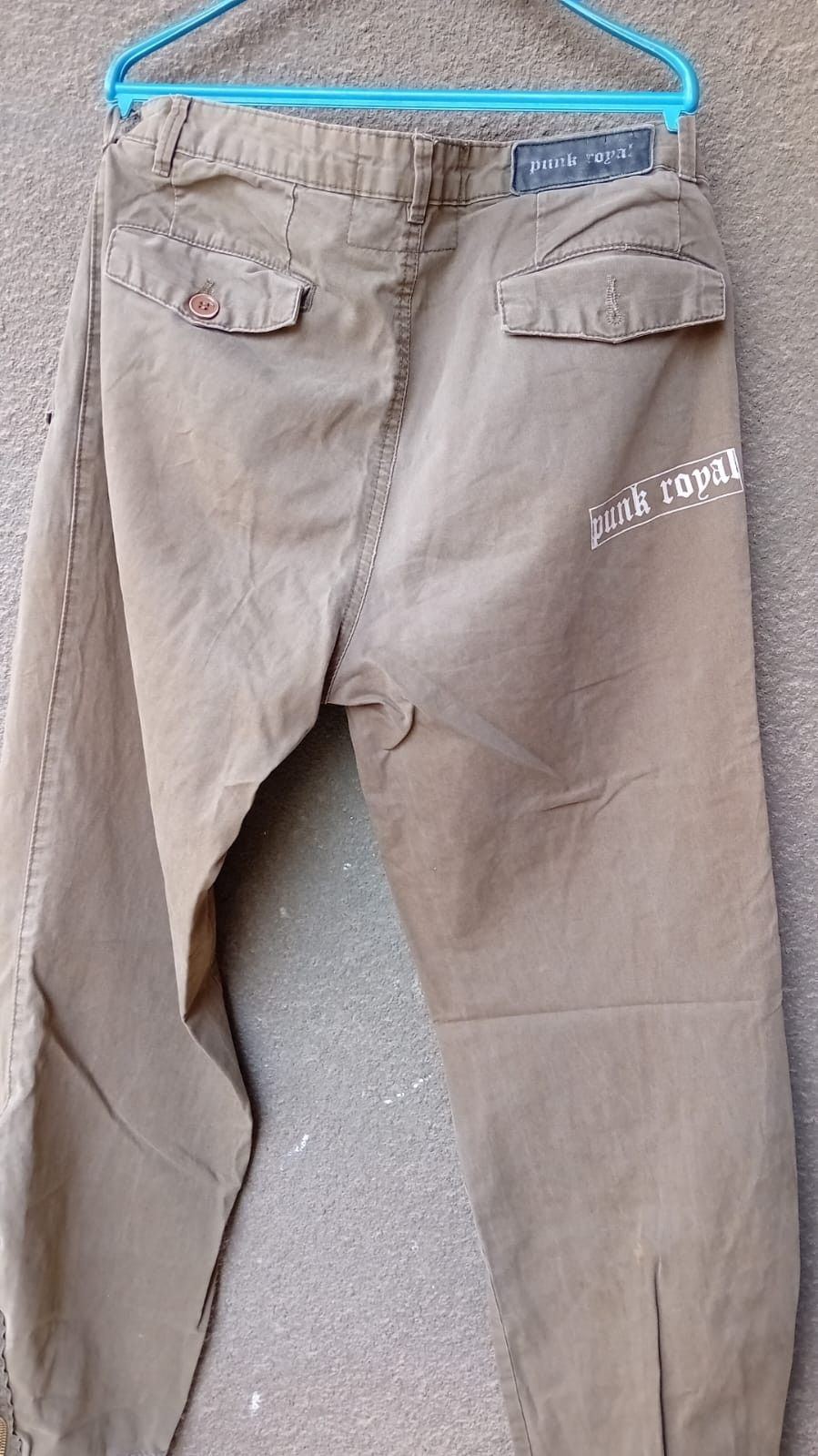 Other Punk Royal Pants Army Green Cargo Zipper Hems Goth W-41 cm Size US 31 - 2 Thumbnail