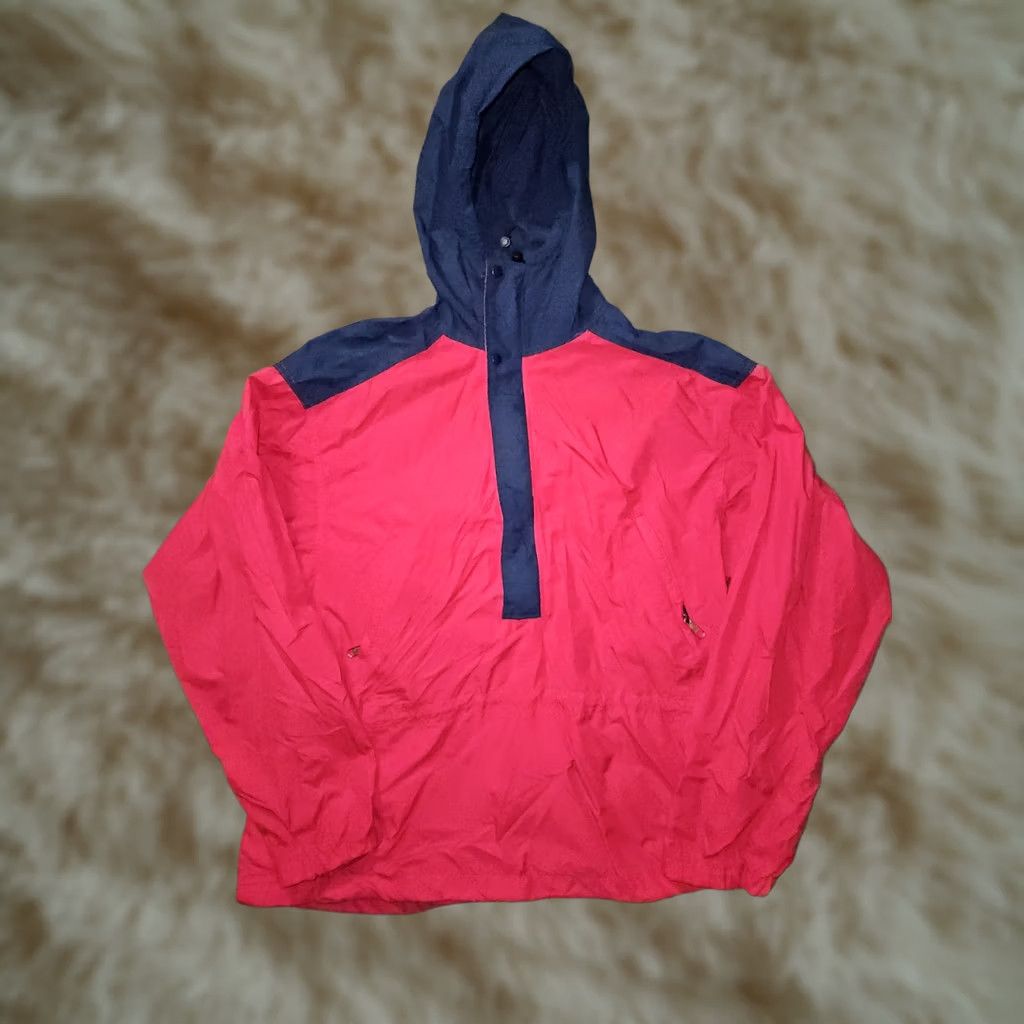 Vintage VINTAGE L.L. BEAN Jacket Hoodie 1/2 Zip Pullover Windbreaker Men Large Red USA 90s Outdoor Camping Hiking Pockets Size US L / EU 52-54 / 3 - 1 Thumbnail