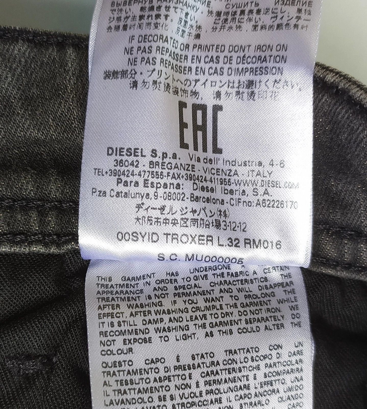 Diesel Diesel TROXER L.32 MENS JEANS SLTP/9989 Size US 34 / EU 50 - 10 Thumbnail