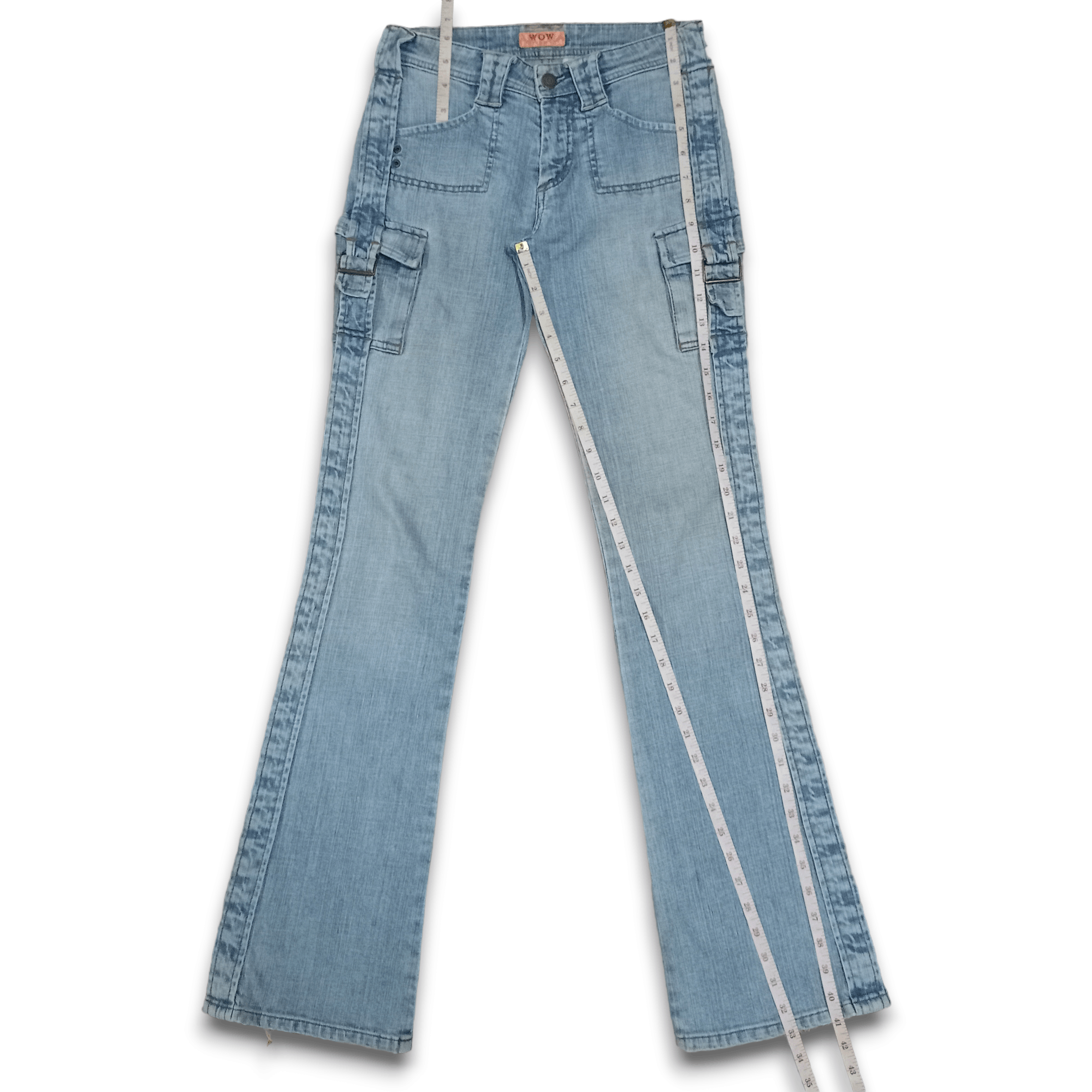 Japanese Brand Vintage Japanese Brand Blue Wash Cargo Flare Denim Jeans Size 27" / US 4 / IT 40 - 11 Thumbnail