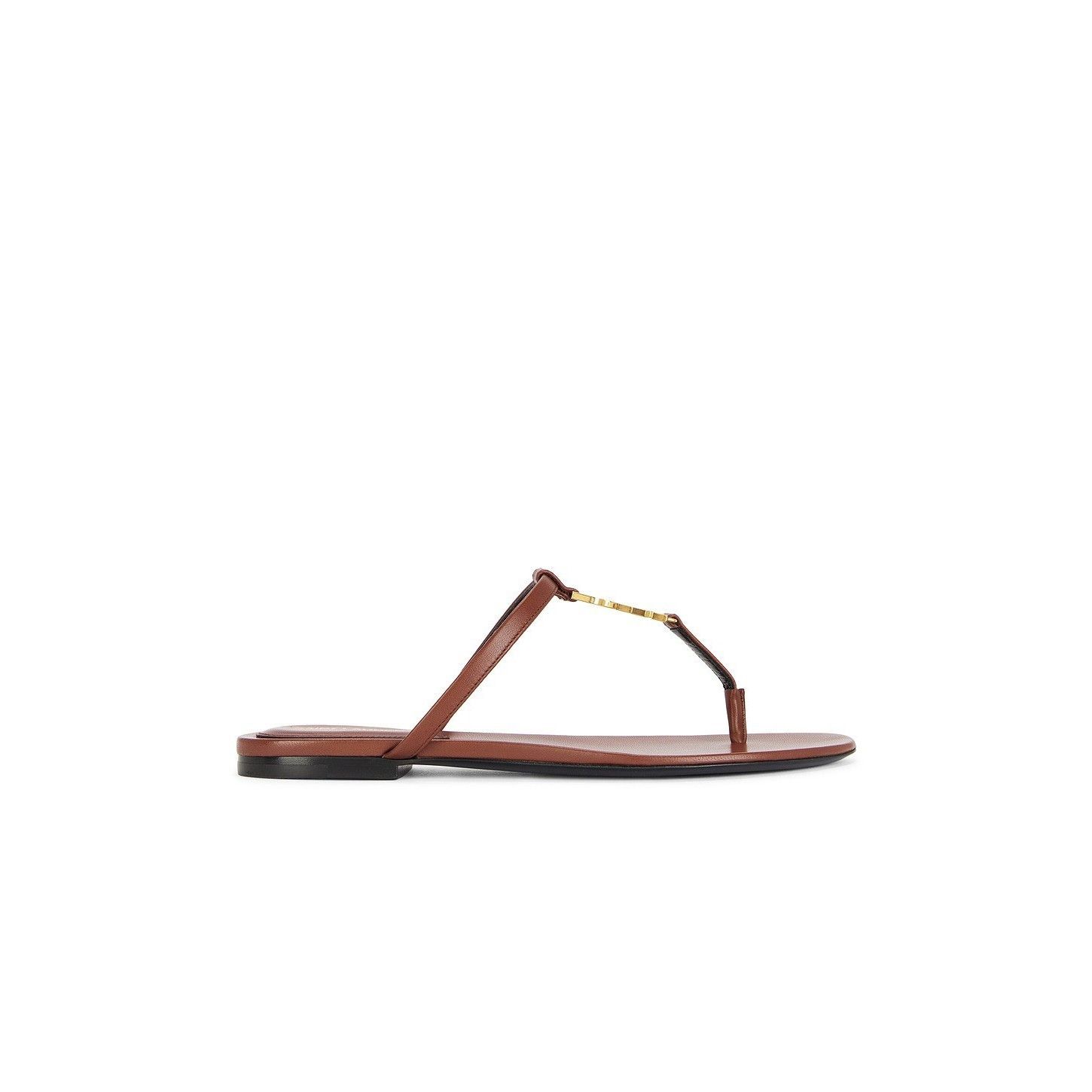SAINT LAURENT Cassandra Aestethic Brown Flat Sandals New & A